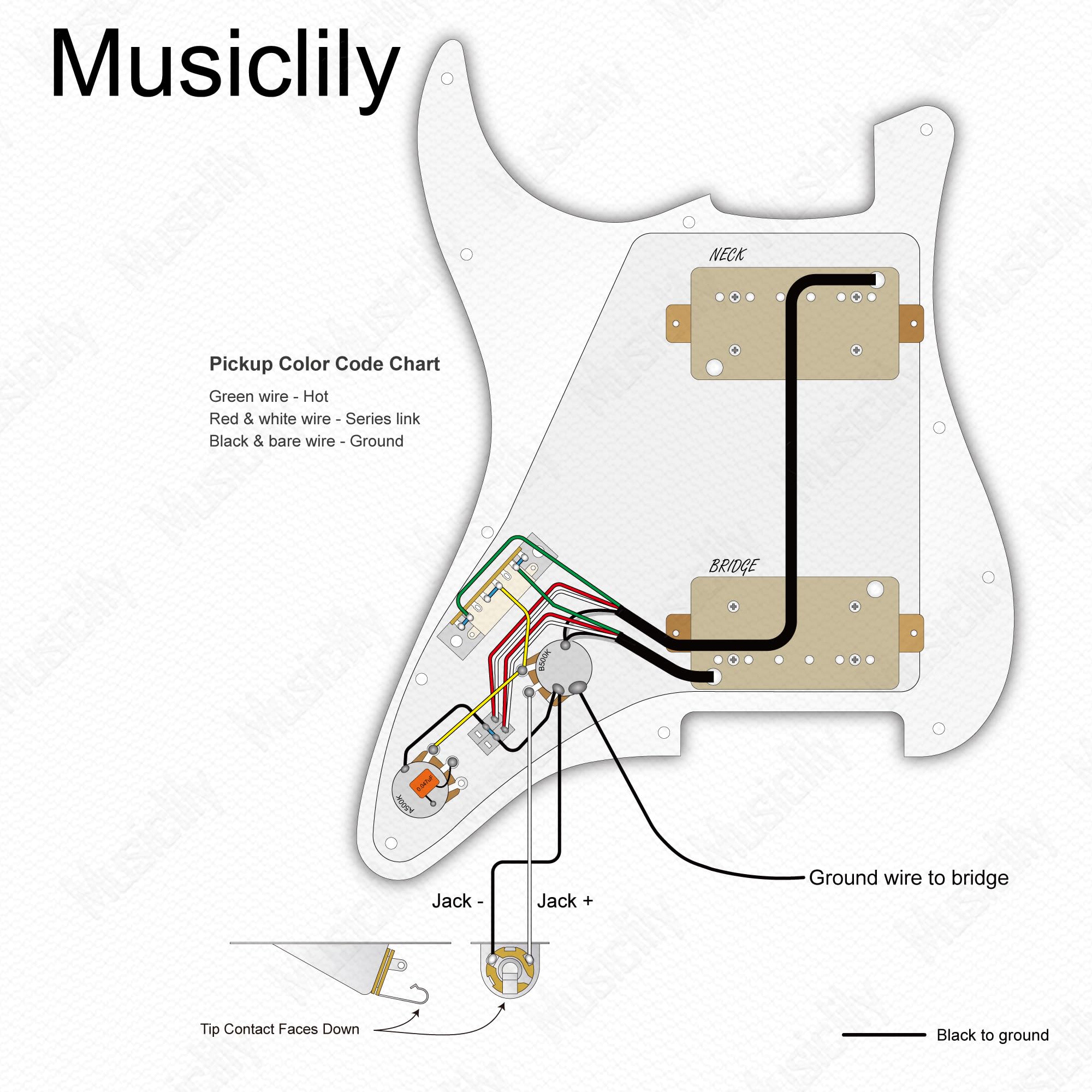 Musiclily Pro SE ST-HH-OMHA Pre-wired Standard HH Pickguard with Alnico 5 Magnet Humbuckers Mini Toggle Switch for ST Style Electric Guitar 3ply Aged White - Image 3