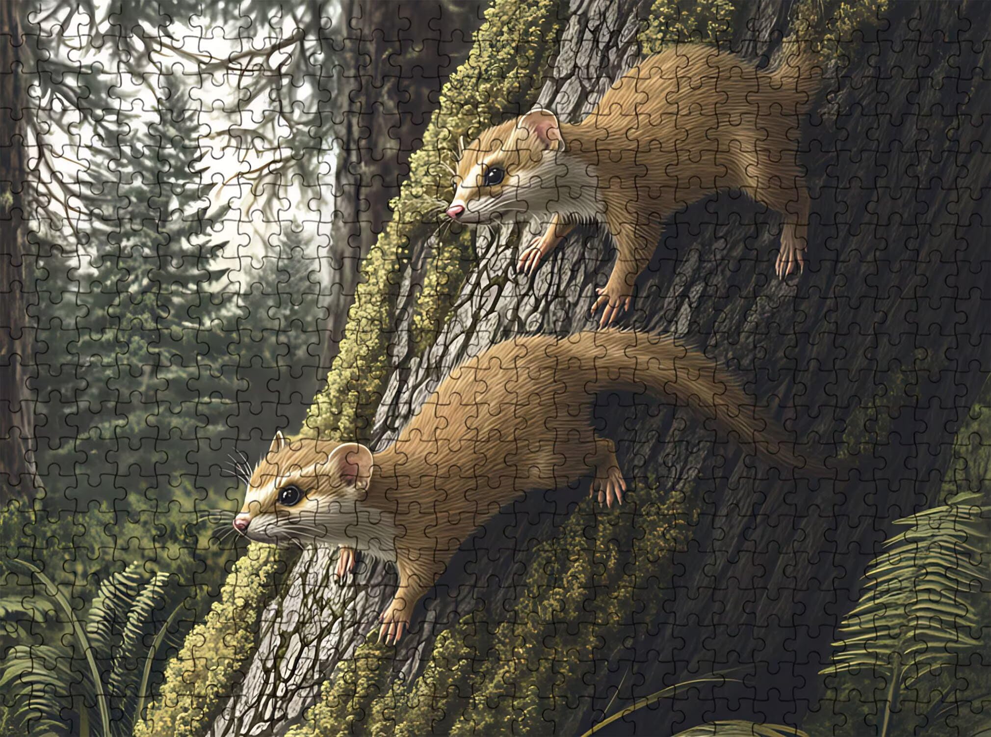 Puzzle 1500 elementów dla dorosłych, trudne wyzwanie puzzle, format 87 x 57 cm, kolorowe drewniane puzzle dla relaksu, rodzinna gra planszowa, niemożliwa klasyczna układanka las zwierzę f0-853