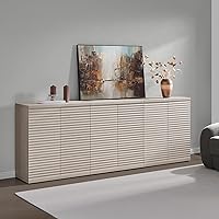 Vista 2 de SICOTAS Buffet Cabinet with Storage Accent Sideboard Modern Credenza with Doors & Shelves Fluted Media Console Mid Century Coffee Bar Table for