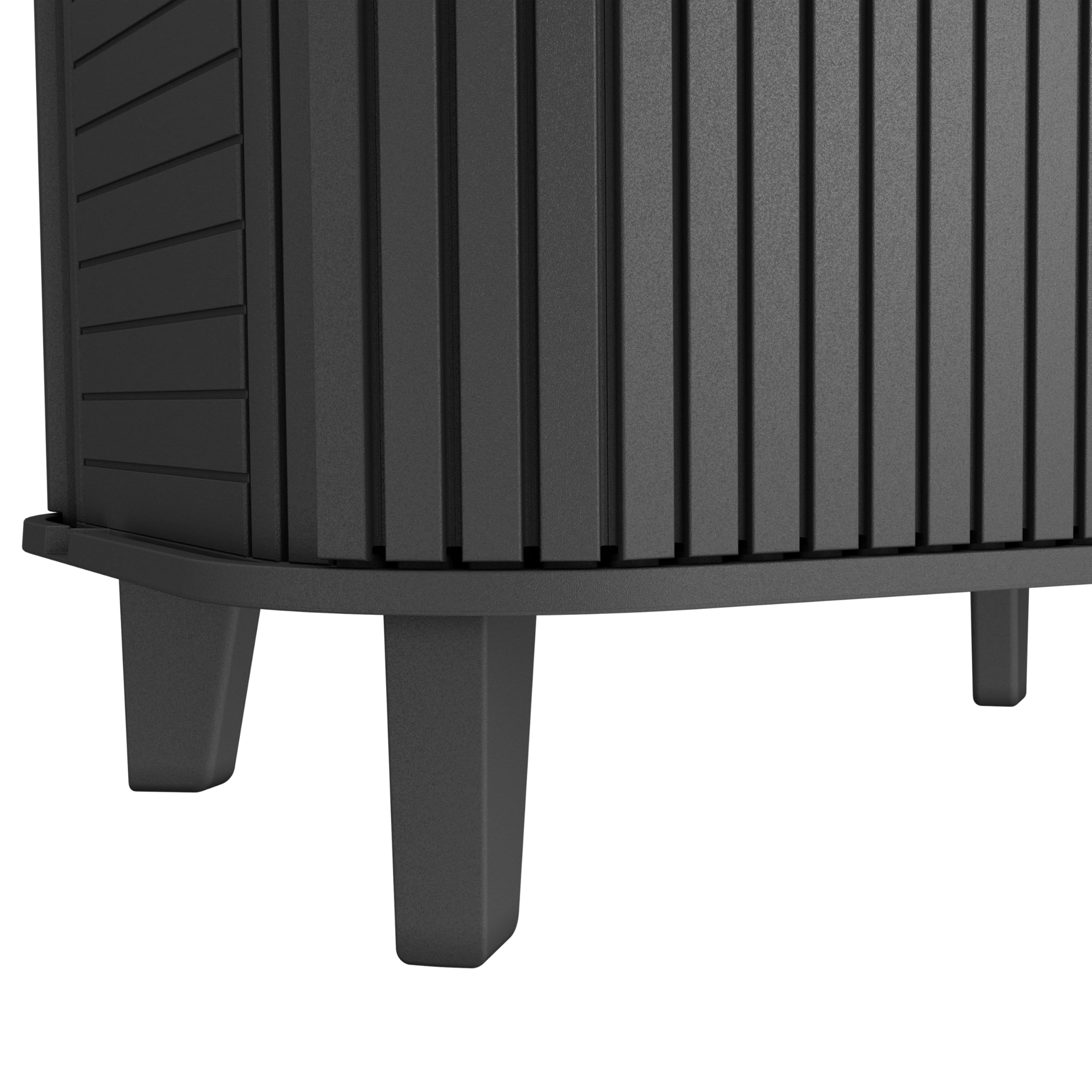 Keter Velo Aufbewahrungsschrank, Graphit, 113 L, 62,3×47×62,4 cm | wetterfest, abschließbar, Holzoptik, stapelbar, mit Schiebetüren