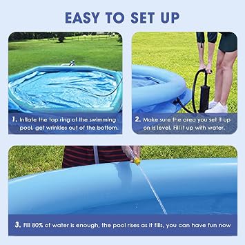 Inflatable Swimming Pool, Upgraded Leak-Proof Valve, Easy Set Up, 10ft