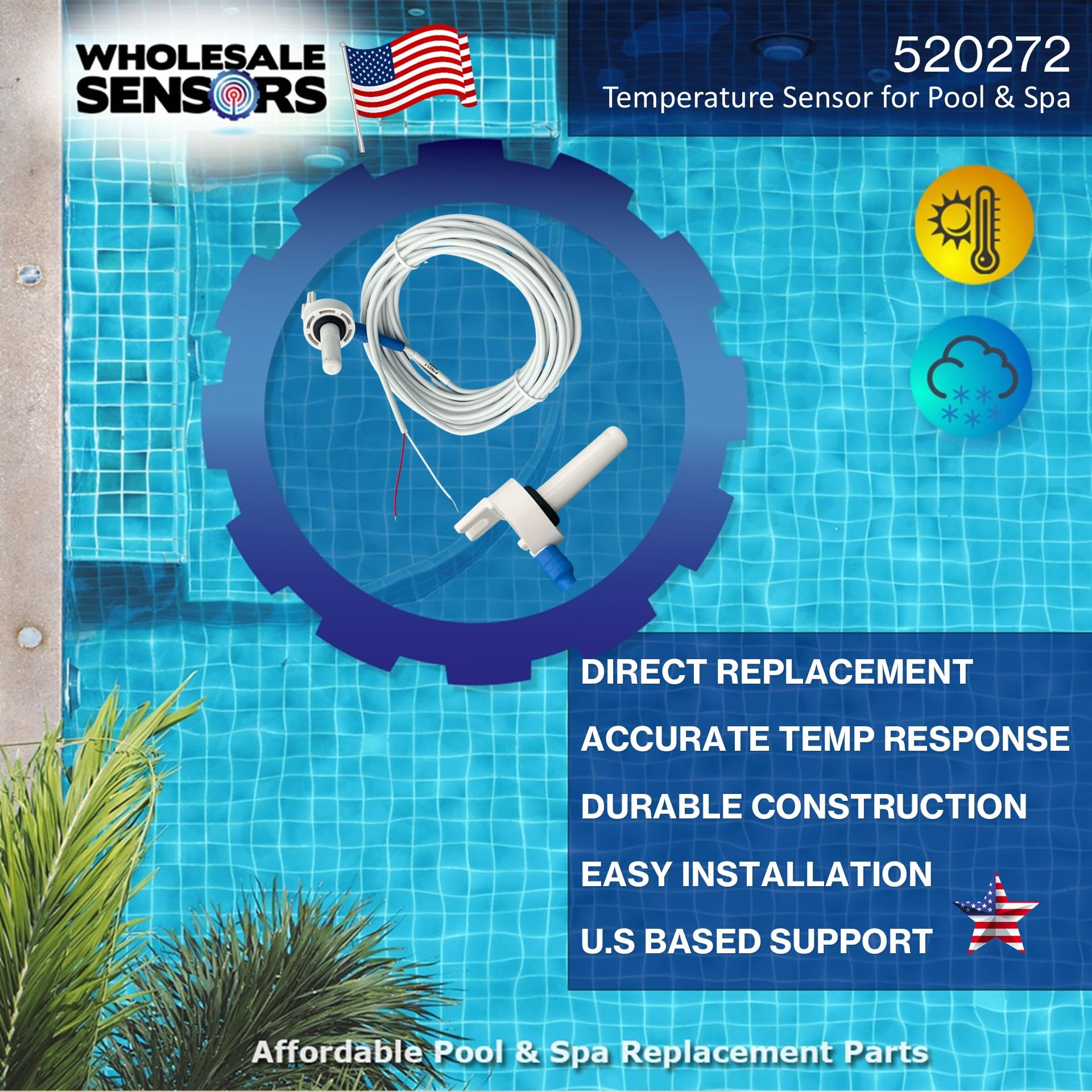 SUNNY Amazon.com: Pentair 520272 Replacement Temperature Sensor 20FT