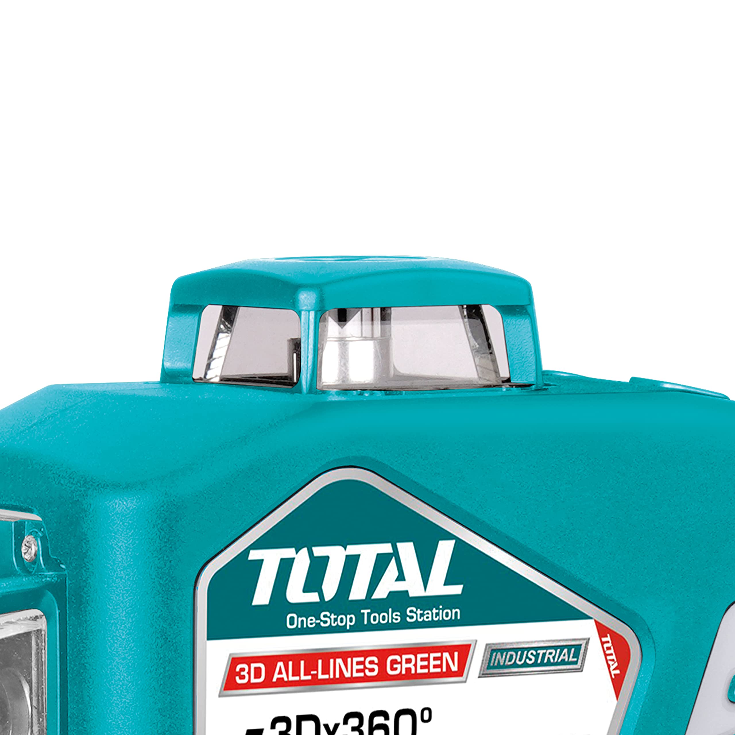 TOTAL - Nivel Láser 3D - Amplitud de 360º - Con Puntero Verde - Rango de 30 m - Incluye Gafas de Protección, Soporte y Maletín de Alta resistencia