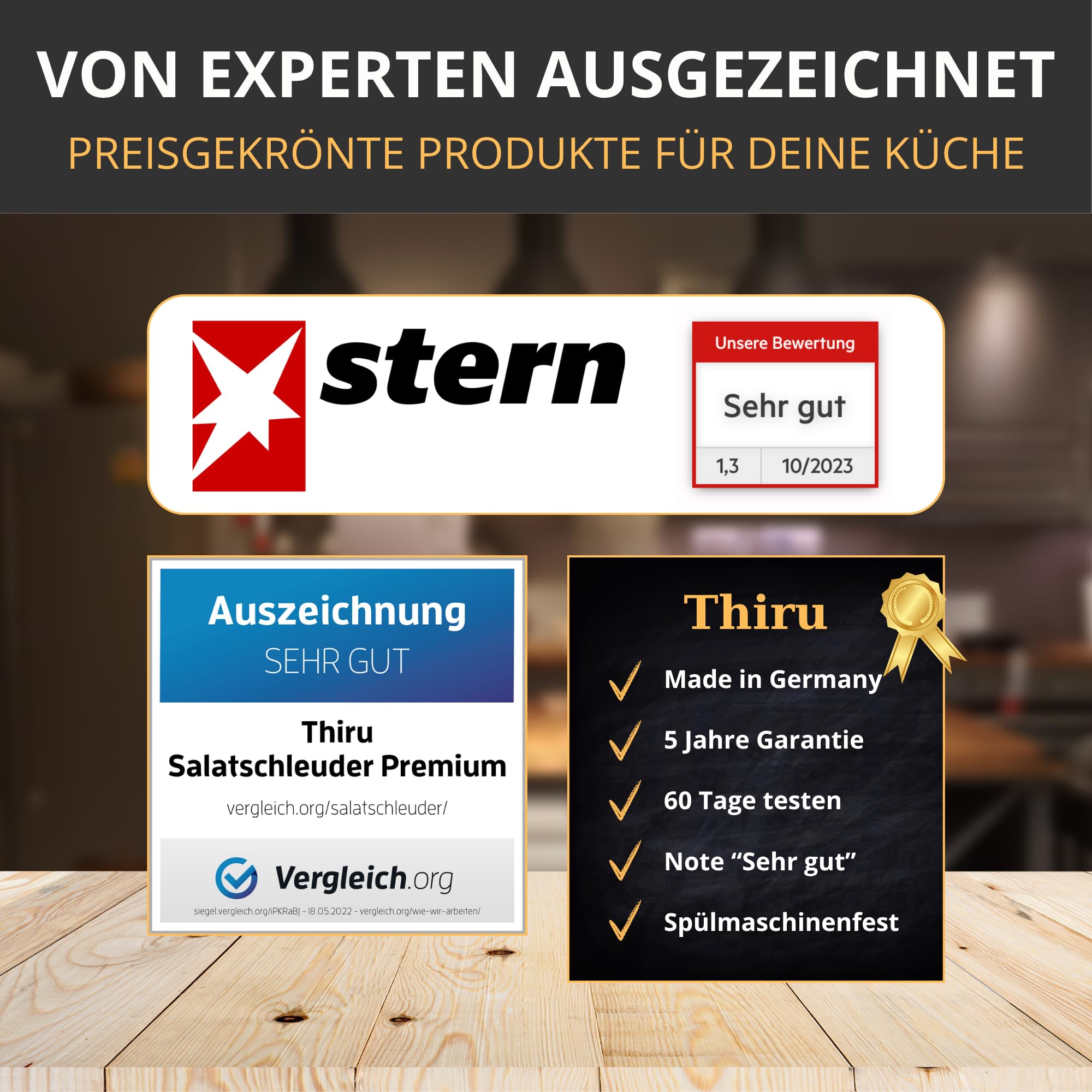 Thiru Premium Pommesschneider mit starker Schneidkraft - Note "sehr gut" - 100 Tage testen - Kartoffelschneider & Gemüseschneider für Pommes, Süßkartoffeln & Obst - mit 2 Edelstahlklingen & Saugfuß