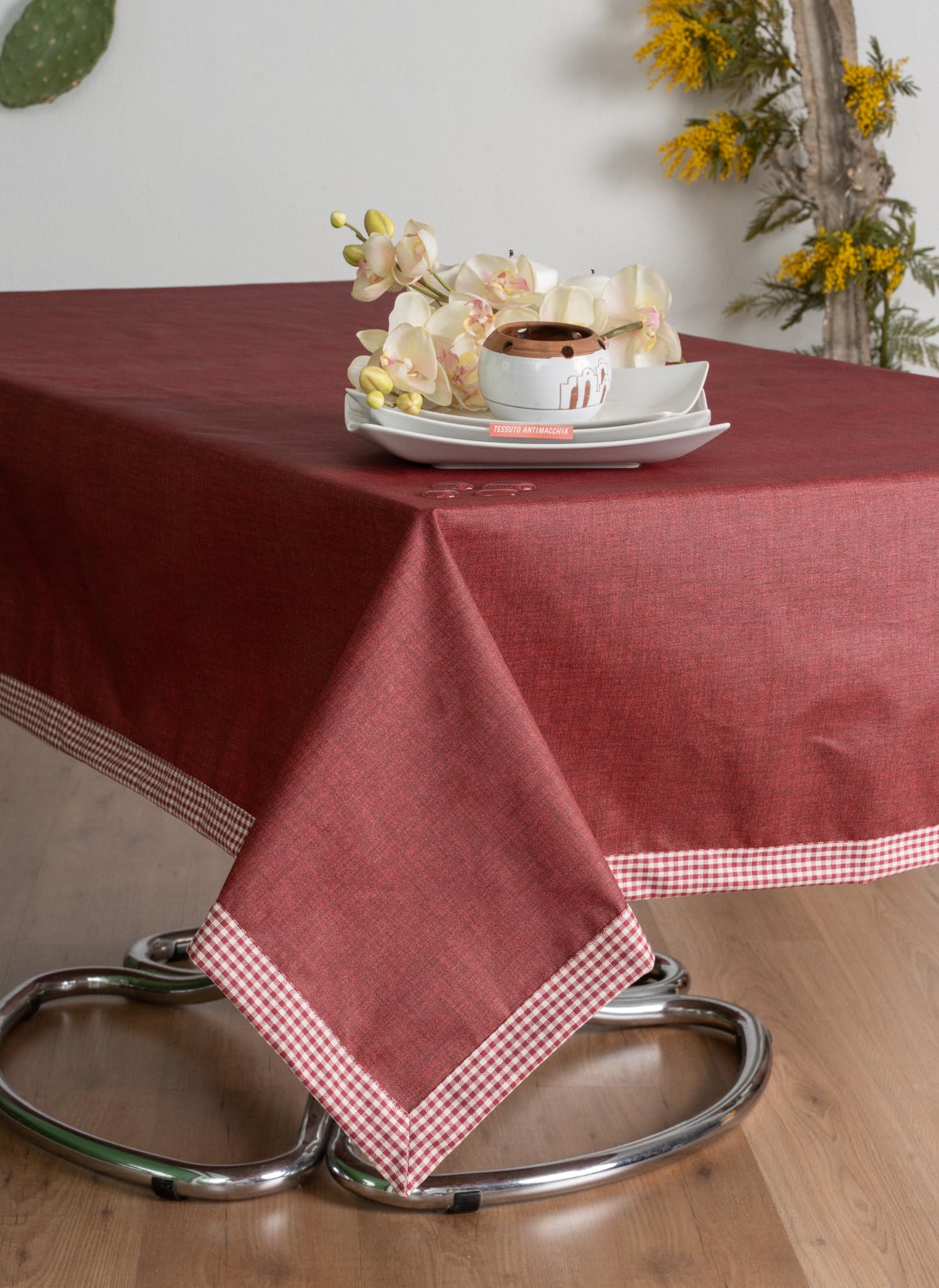ESSE HOME -Mantel antimanchas - Tejido mixto de algodón impermeable resinado - Cinzia 0136 (Bordò, 140 x 210)