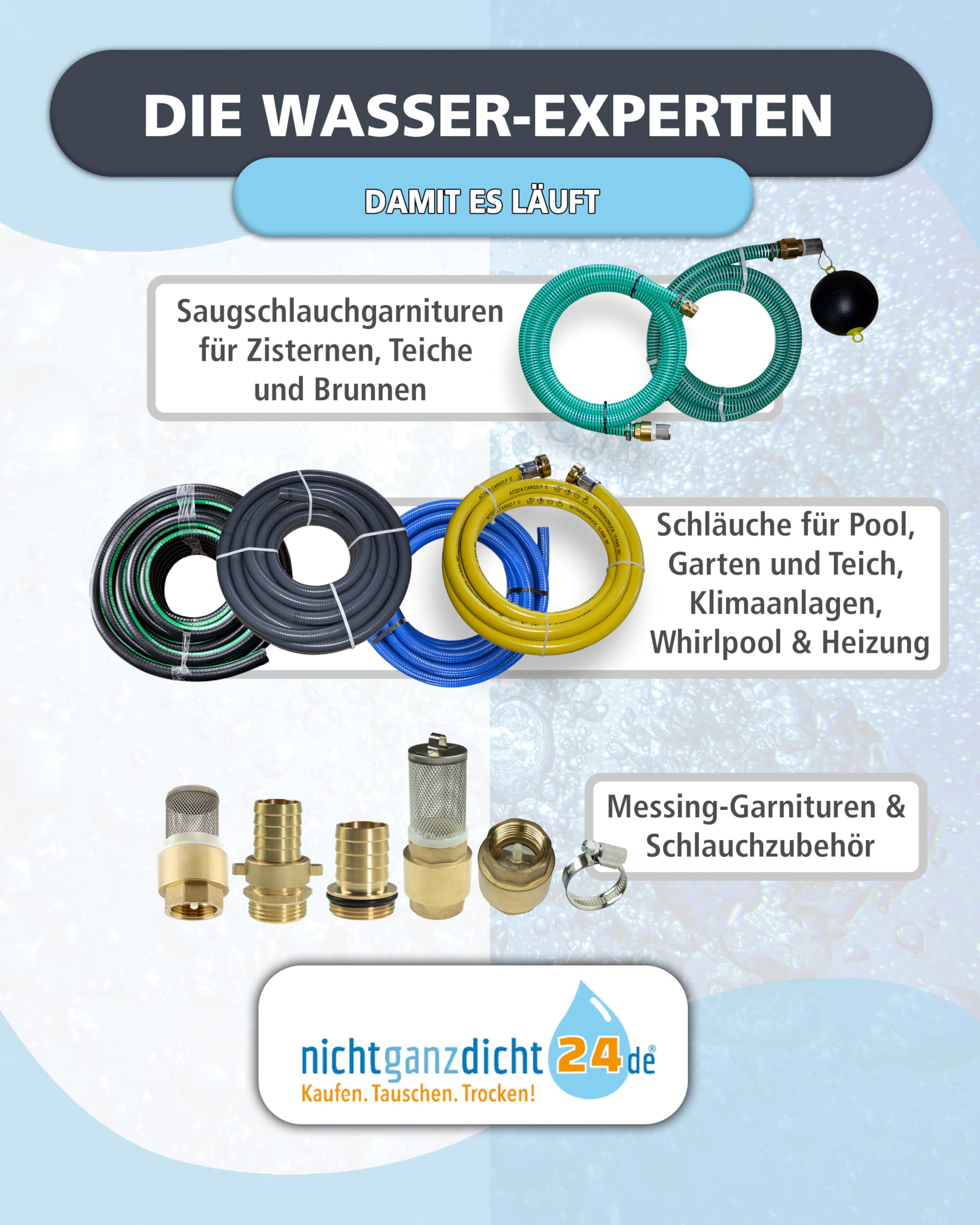 PVC Flexschlauch 50mm – 20m - Klebeschlauch für PVC-U Rohrsysteme – PN6 Druckschlauch flexibel – für Pool, Teich & Bewässerung – Meterware/Rolle