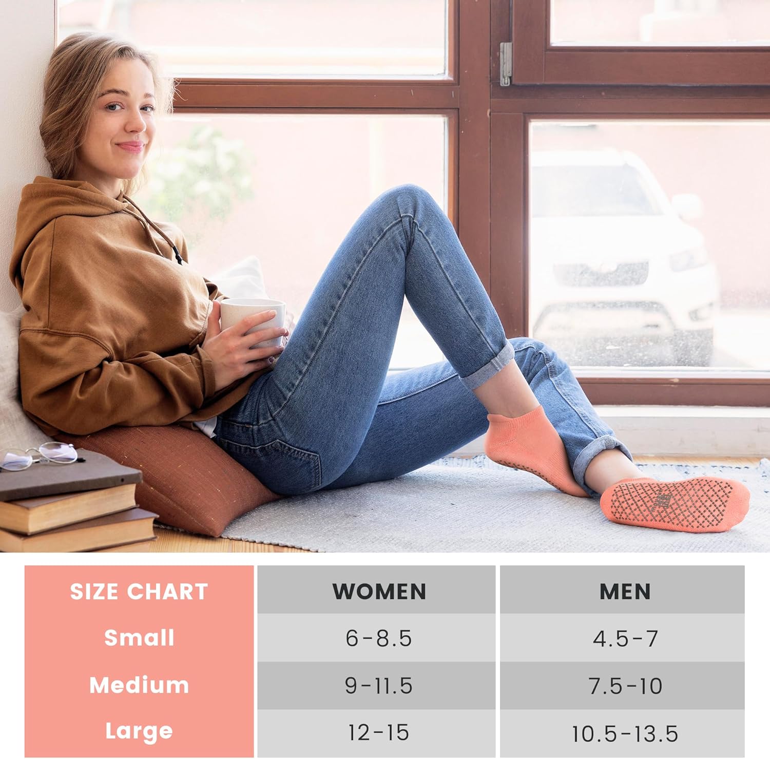 unenow Unisex Non Slip Grip Socks with Cushion for Yoga Pilates Barre Home & Hospital - Image 2
