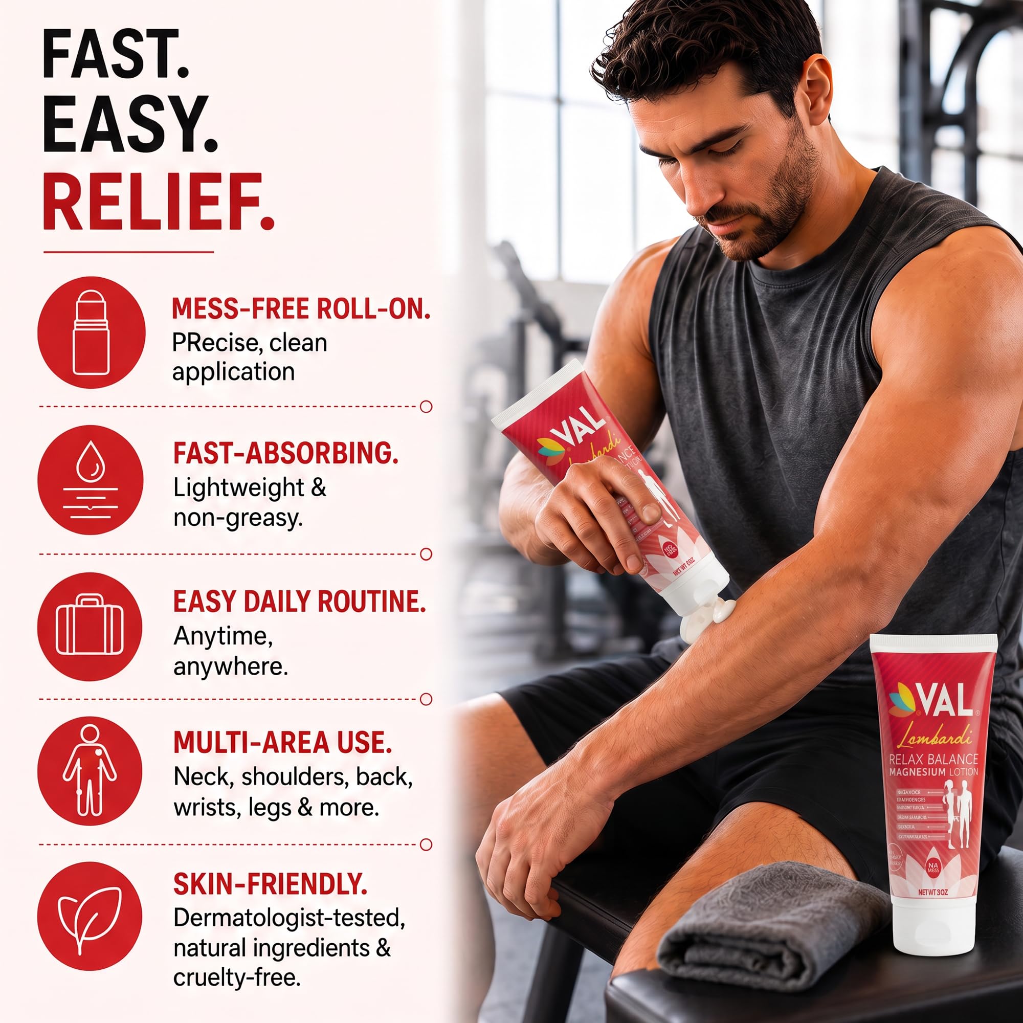 VAL Lombardi Relax Balance Magnesium Lotion | Arnica, Camphor & Menthol | Fast Relief for Joints, Muscles, Back, Shoulders, Feet | Non-Greasy | 5oz — Amazon image 2
