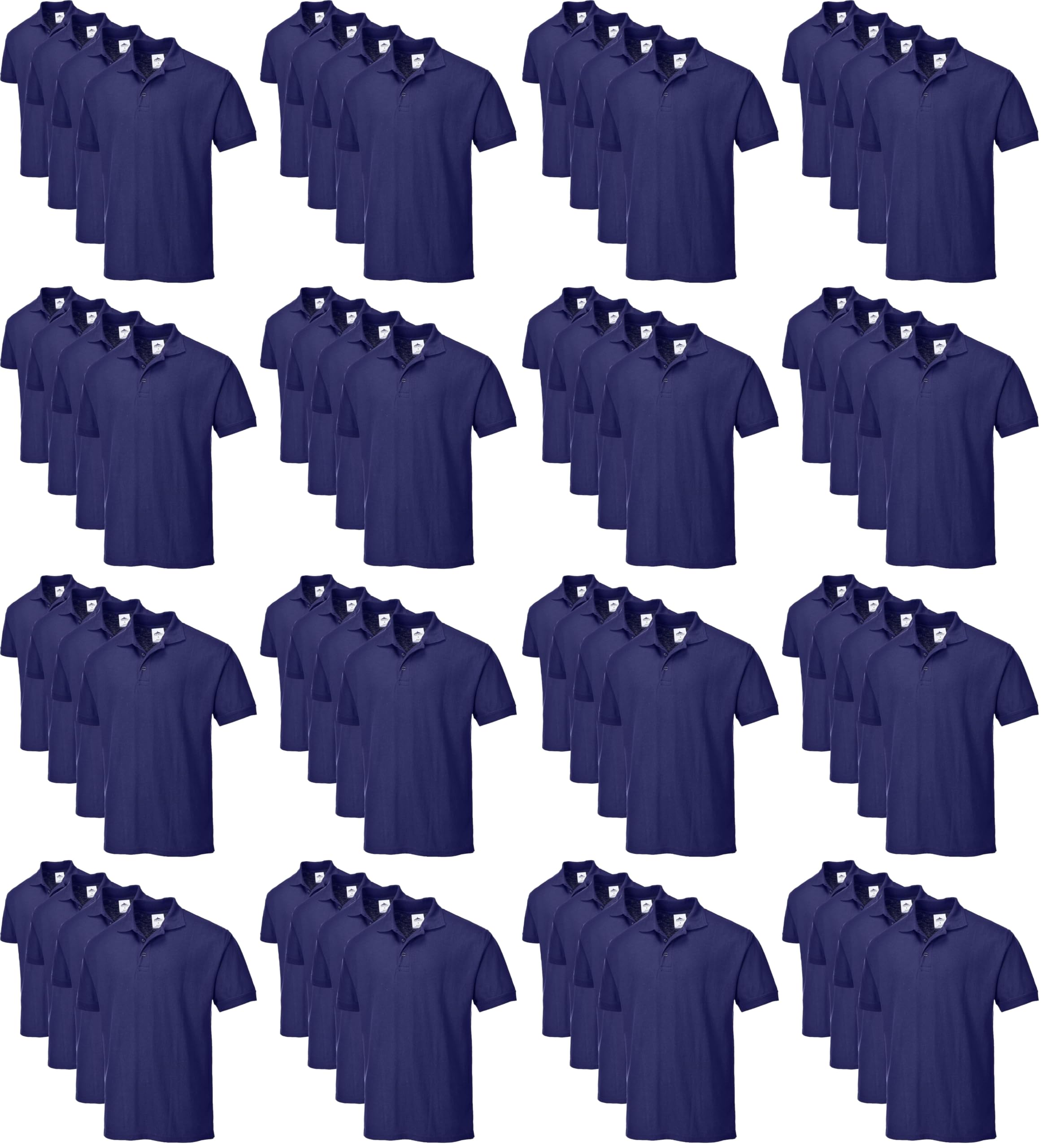 Portwest B210 Naples Mens Polo Shirt Short Sleeve Pique Knit Polycotton Corporate Workwear Uniform UPF 40 Plus UV Protection Rib Collar Cuffs Twin Stitched Seams, Navy, XXXL