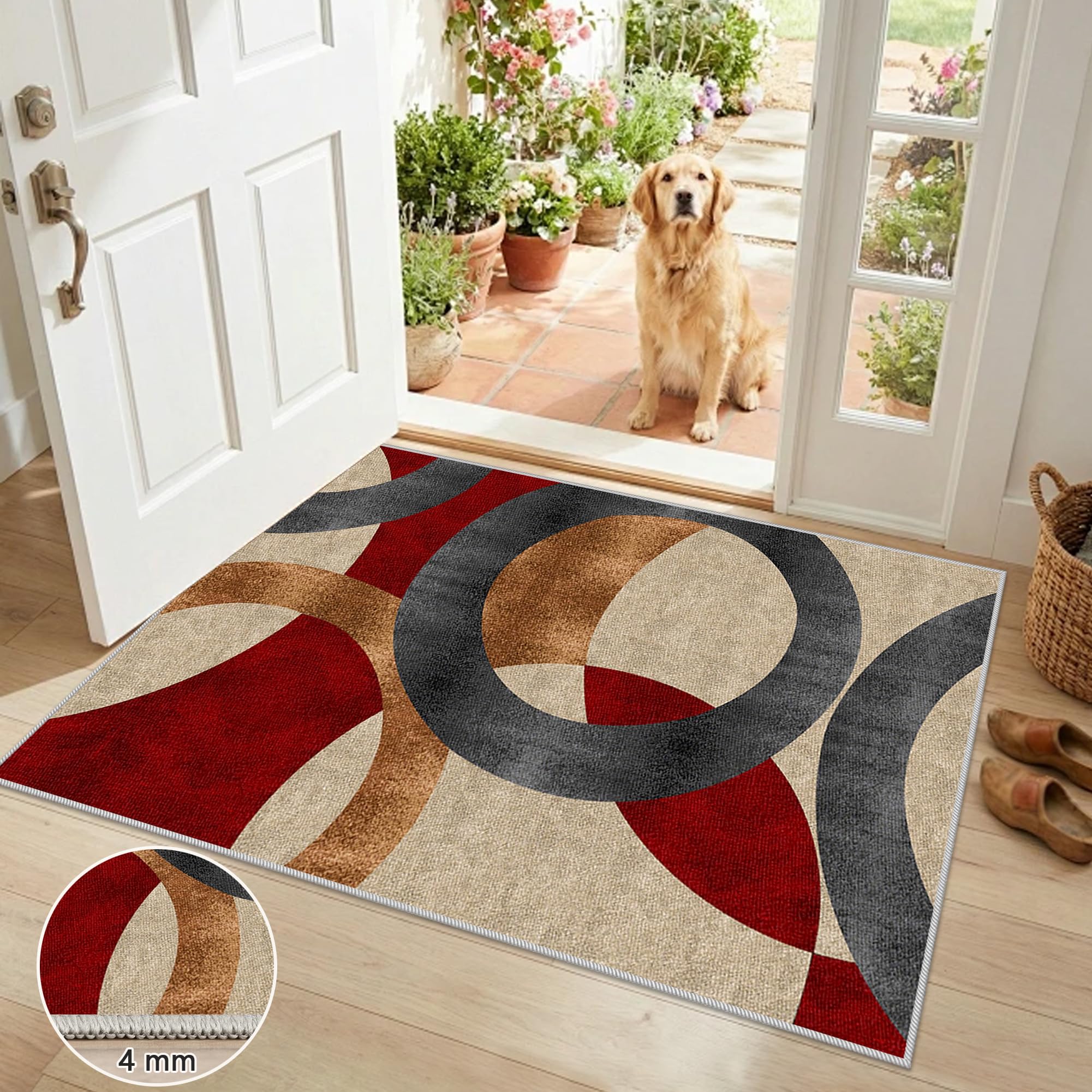 Tapis de Chambre Grand Tapis Salon Antidérapant Lavable Descente de Lit Chambre 80 x 130 cm à Poil Court Tapis de Sol de Cuisine Tapis Salle a Manger pour Interieur Tapis de décoration pour Bureau