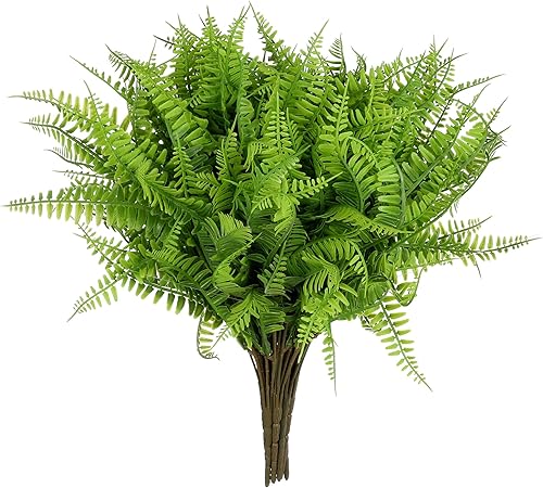 Grand Verde Boston Ferns Plantas artificiales, vegetación sintética, arbustos de plástico al tacto, decoración de bricolaje para patio al aire