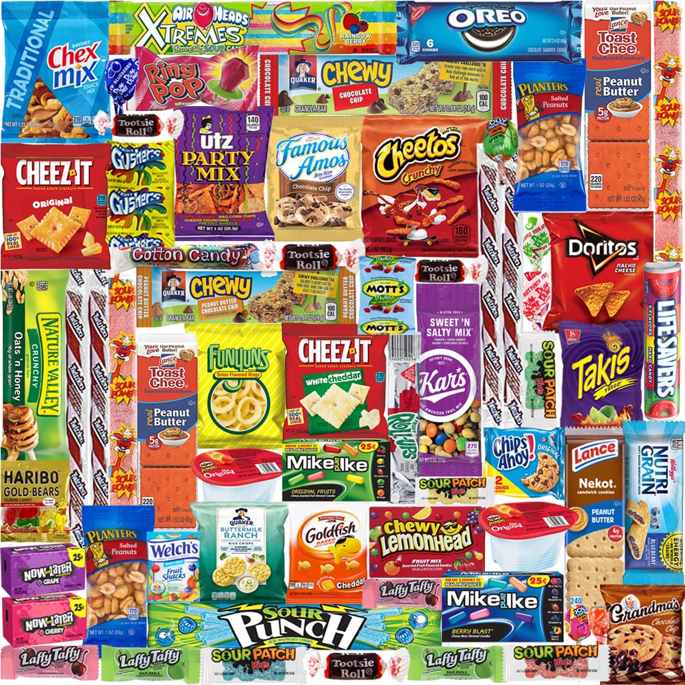 Snack Box Care Package Variety Pack- Bulk Assortment (60 Count)