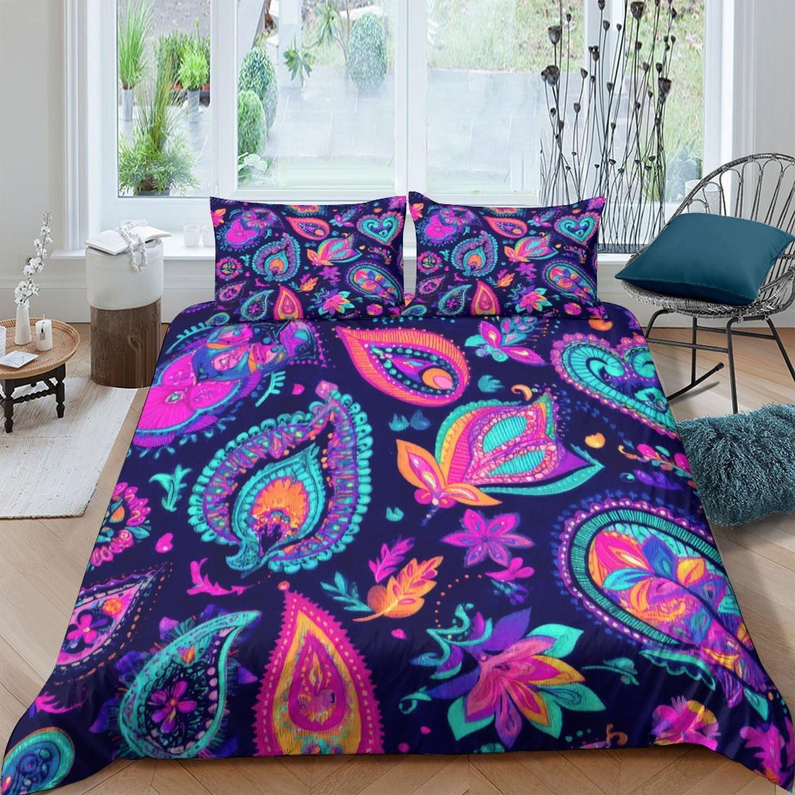 Ctjqhvkz Style-6 3D Printed Paisley Boho Fitted Sheet Microfiber Soft Breathable Mandala Mattress Cover For Bedroom Guest Room Decor Single（135X200cm）