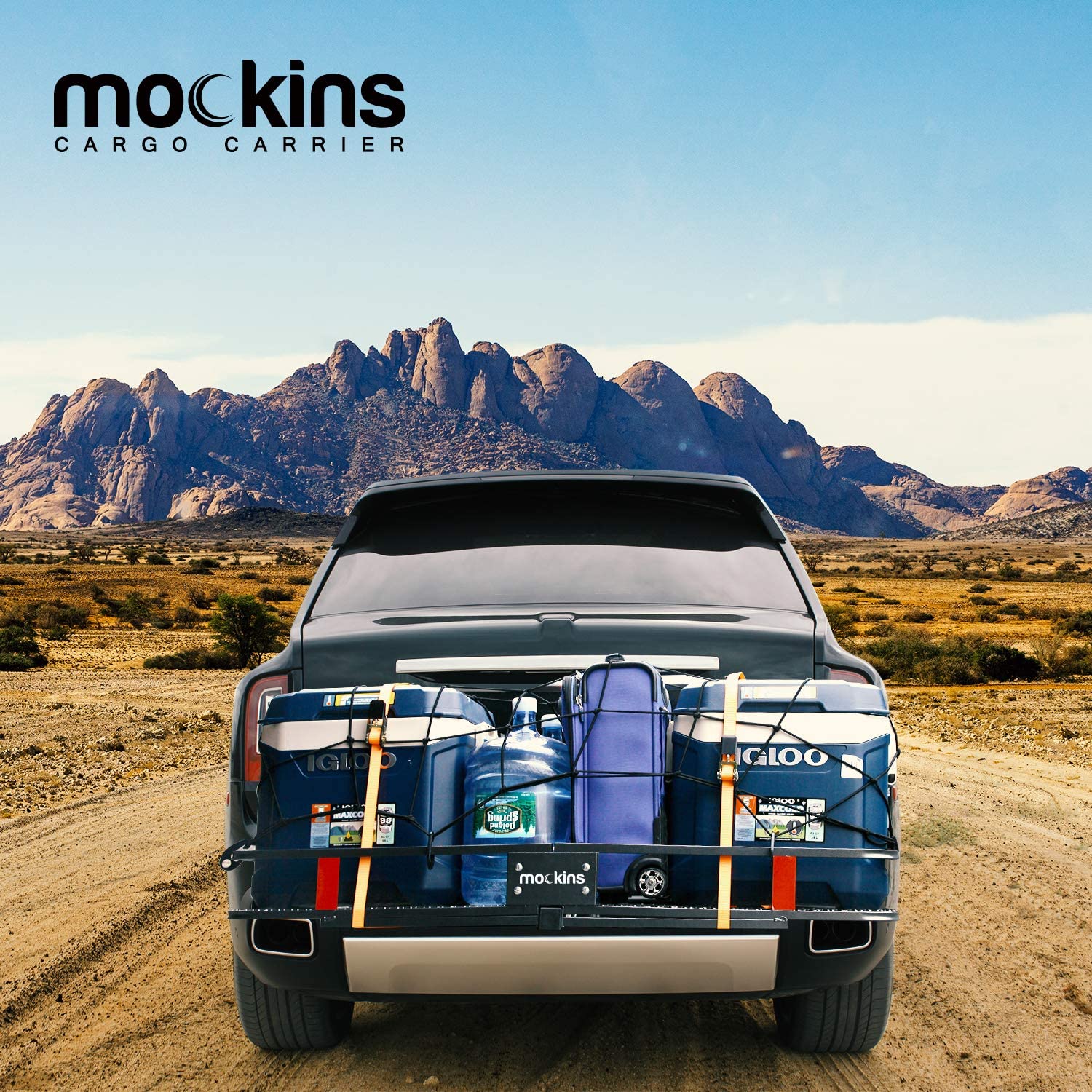 Mockins 60x20x6 Folding Cargo Carrier Hitch Mount Steel Cargo Basket