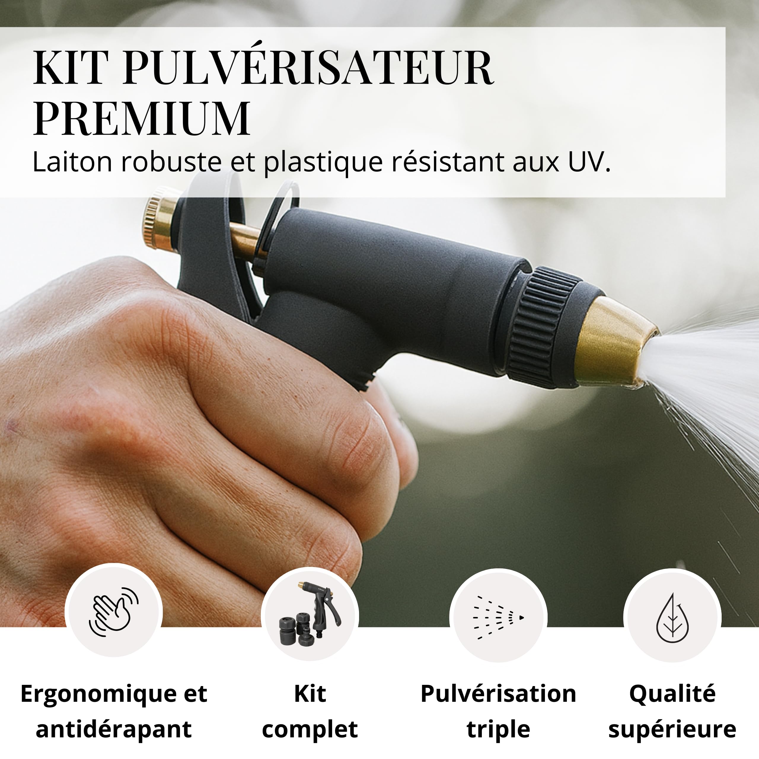 LIVLIG Seringue de nettoyage et douchette de jardin, anthracite, kit
