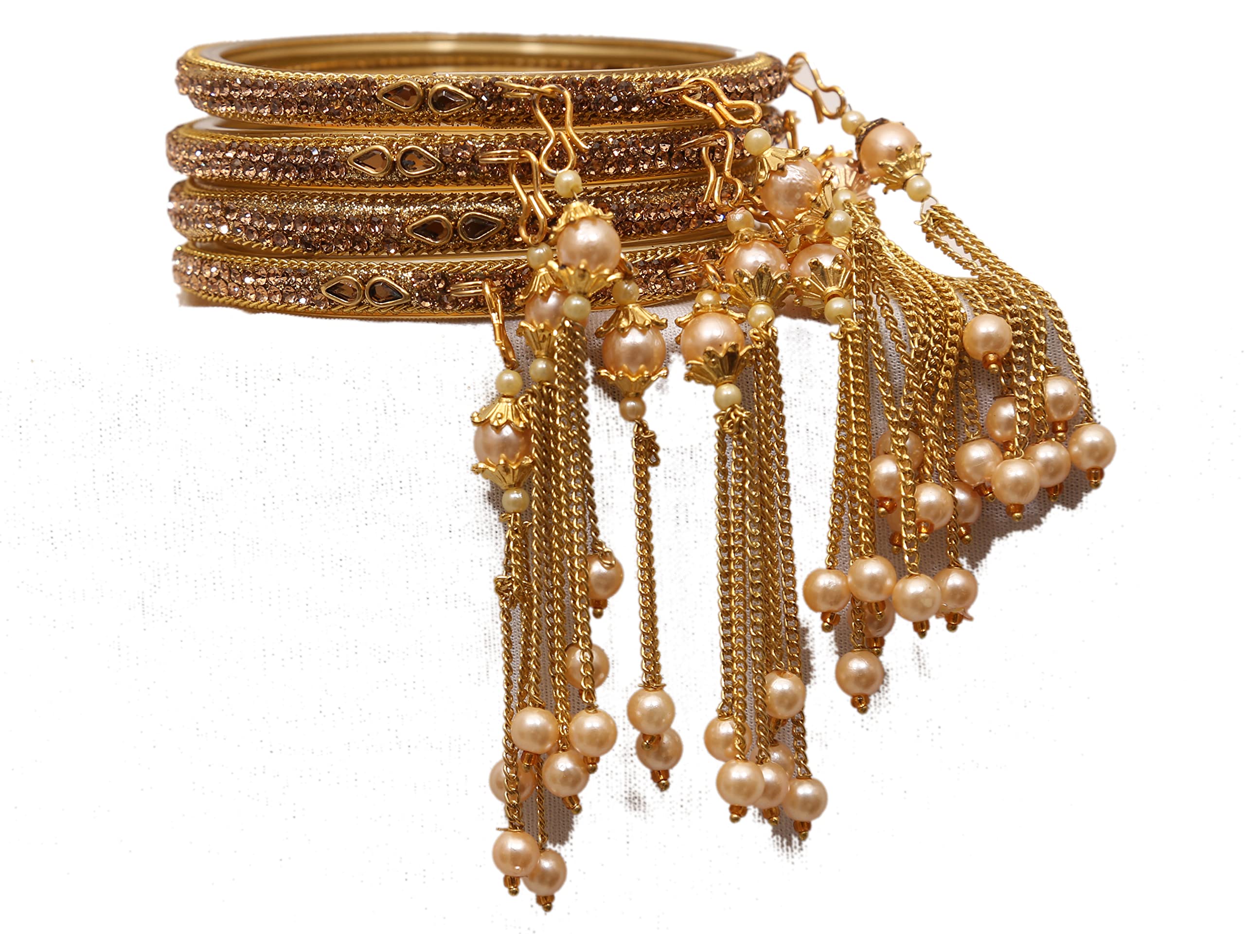 Beniwal Traditional Golden Glass Oxidised Bangles Latkan Kalira Ethnic Kada Antique Designer Bangles (Set of 4) (Gold, 2.6) (B0BB8DK21X) Amazon Price History, Amazon Price Tracker