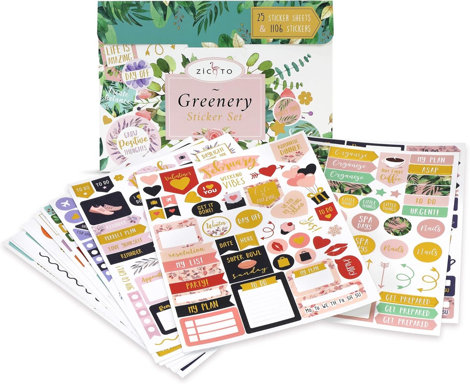 Aesthetic Greenery Planner Stickers for Fun Planning - 1100+ Stunning Gold Foil Monthly Designs - The Perfect Sticker Accessories to Enhance Your Daily Calendar and Planner Journaling : Office Products