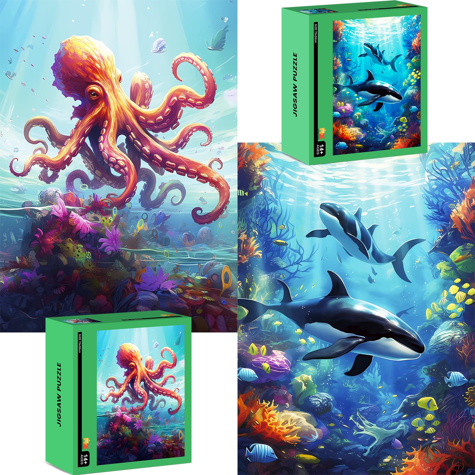 Octopus & Killer Whales 1000 Piece Jigsaw Puzzle for Adults