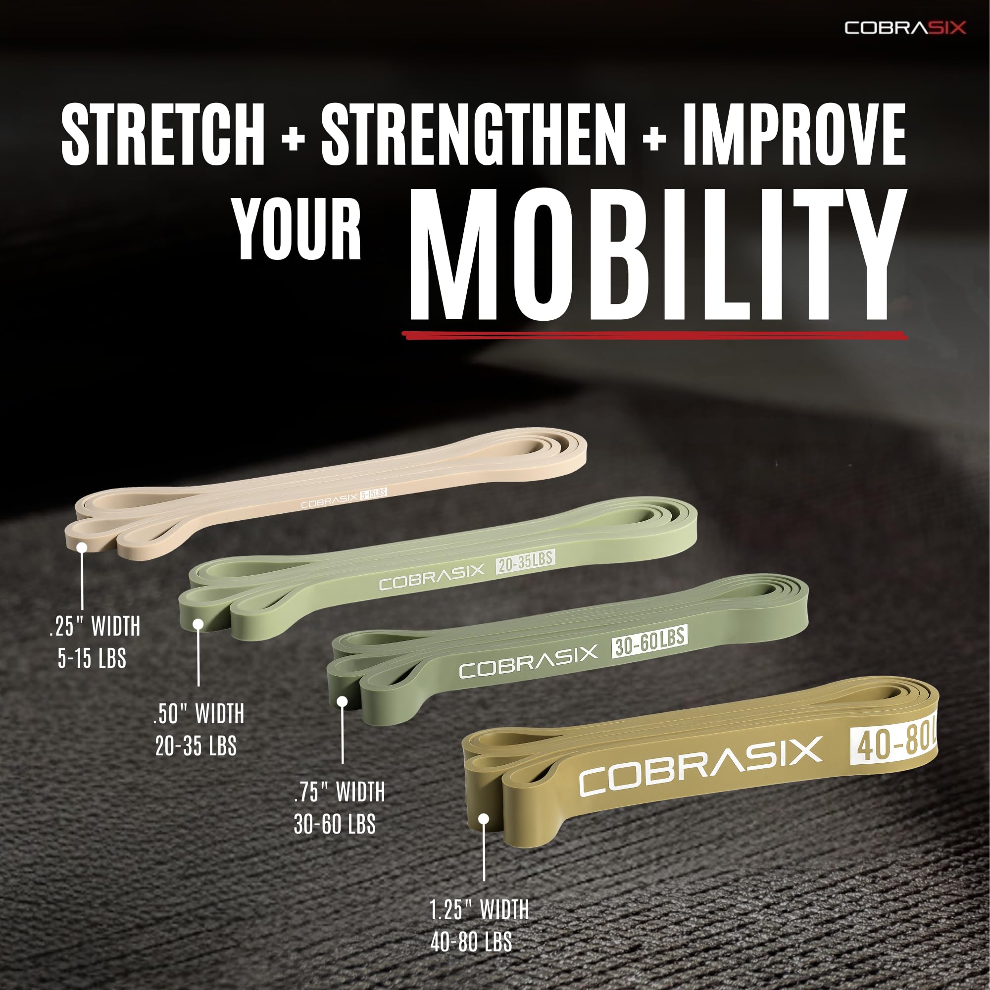 COBRASIX Bandas de resistencia para entrenar hombres y mujeres | Bandas de resistencia para entrenamientos en casa, levantamiento de potencia, estiramiento, WOD, entrenamiento de fuerza y dominadas