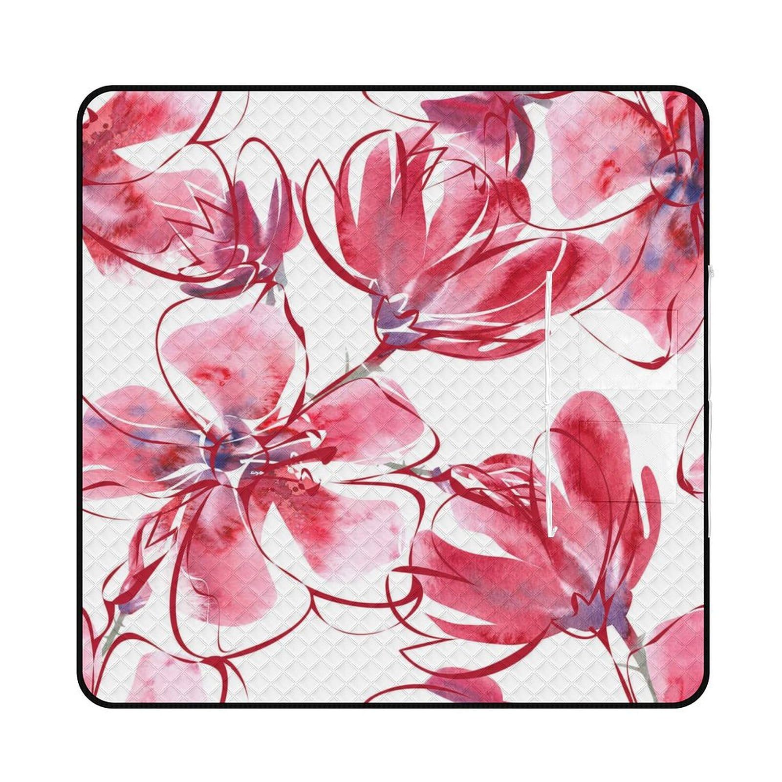 3D Impression Watercolor Fleurs Couverture Pique Nique Tapis Pique Nique Nappe Picnic Couverture De Pique-Nique pour Le Voyage, Le Camping, Les Vacances, Etc 200x200cm