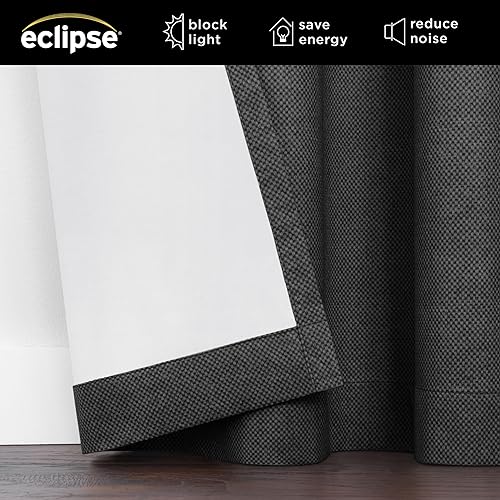 Miniatura 3 de Eclipse Larissa - Cortinas opacas con ojales sólidos, 63 pulgadas de largo x 50 pulgadas de ancho, cortinas texturizadas 100% opacas, cortinas con