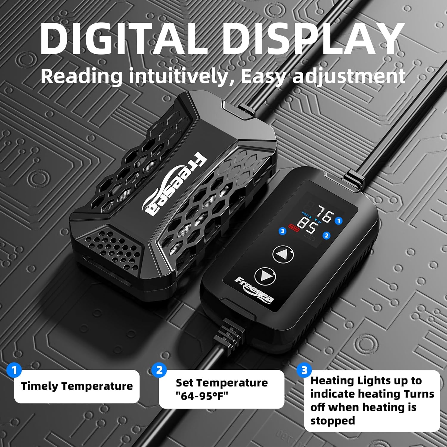 FREESEA Aquarium Wave Maker and Aquarium Fish Tank Heater 50W Small Submersible Aquarium Heater