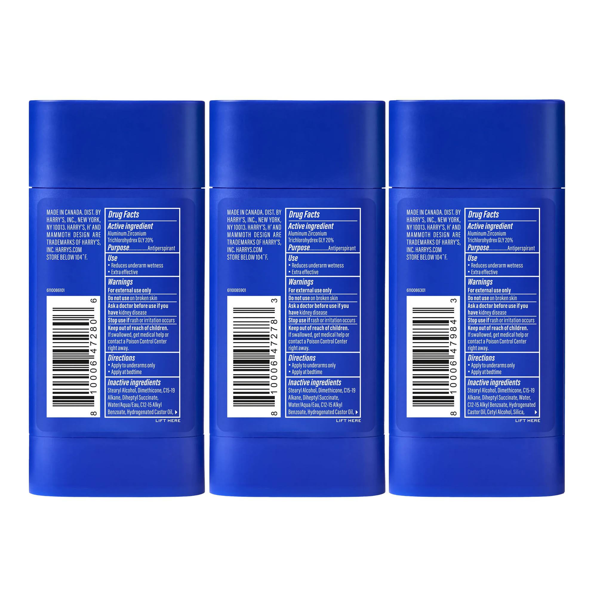 Harry's Extra starkes Anti-Transpirant Deodorant für Männer, variable Packung, Stein, Secoya, Wildlands (3 Stück)