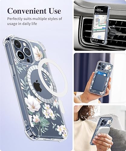 Miniatura 7 de GVIEWIN Funda magnética para iPhone 15 Pro Max con protector de pantalla + protector de cámara, compatible con MagSafe protección contra caídas de