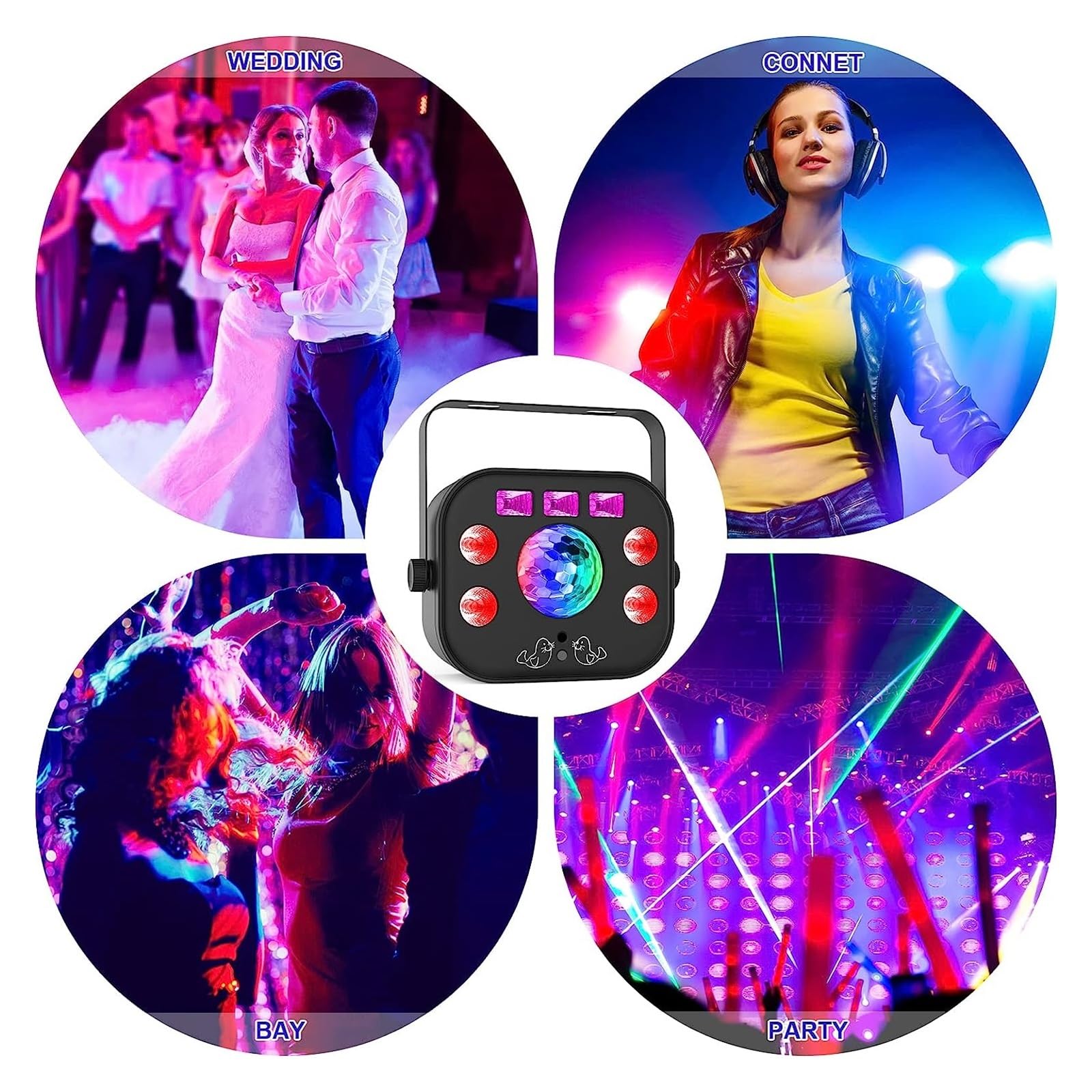 Światła imprezowe Światła imprezowe 5w1 efekty wzory RGBW LED sceniczna lampa stroboskopowa DJ Disco magiczna kula UV czarne światło na imprezę KTV Party Bar urodziny(With Remote)