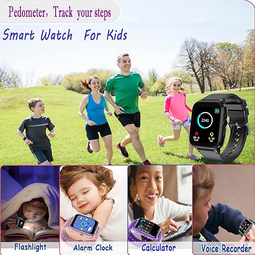 Miniatura 8 de Reloj inteligente para niños, reloj inteligente para niñas y niños con 26 juegos, grabadora de video y reproductor, calendario podómetro, linterna