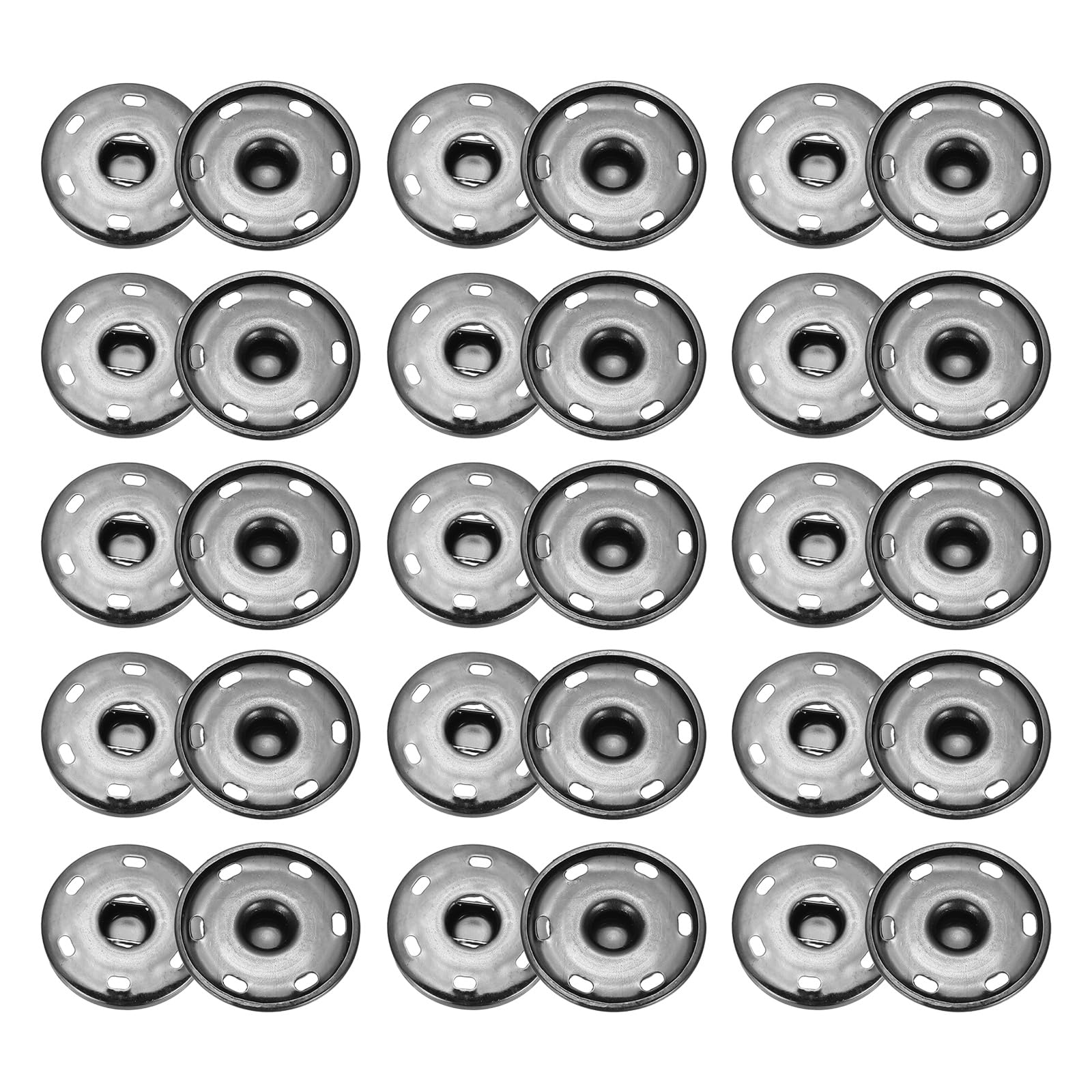 sourcing map 50 Sets Sew-on Snap Buttons, 25 mm Metal Invisible Press Studs Buttons, Brass Sewing Snap Fasteners for Fabric Clothing DIY Crafts (Light Black)