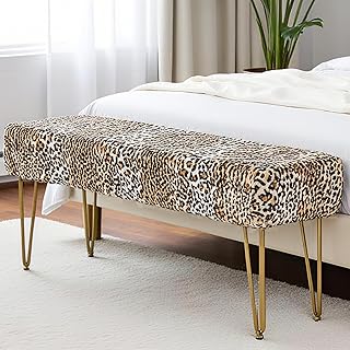 Warmaxx Leopard Print Rectangle Ottoman 46