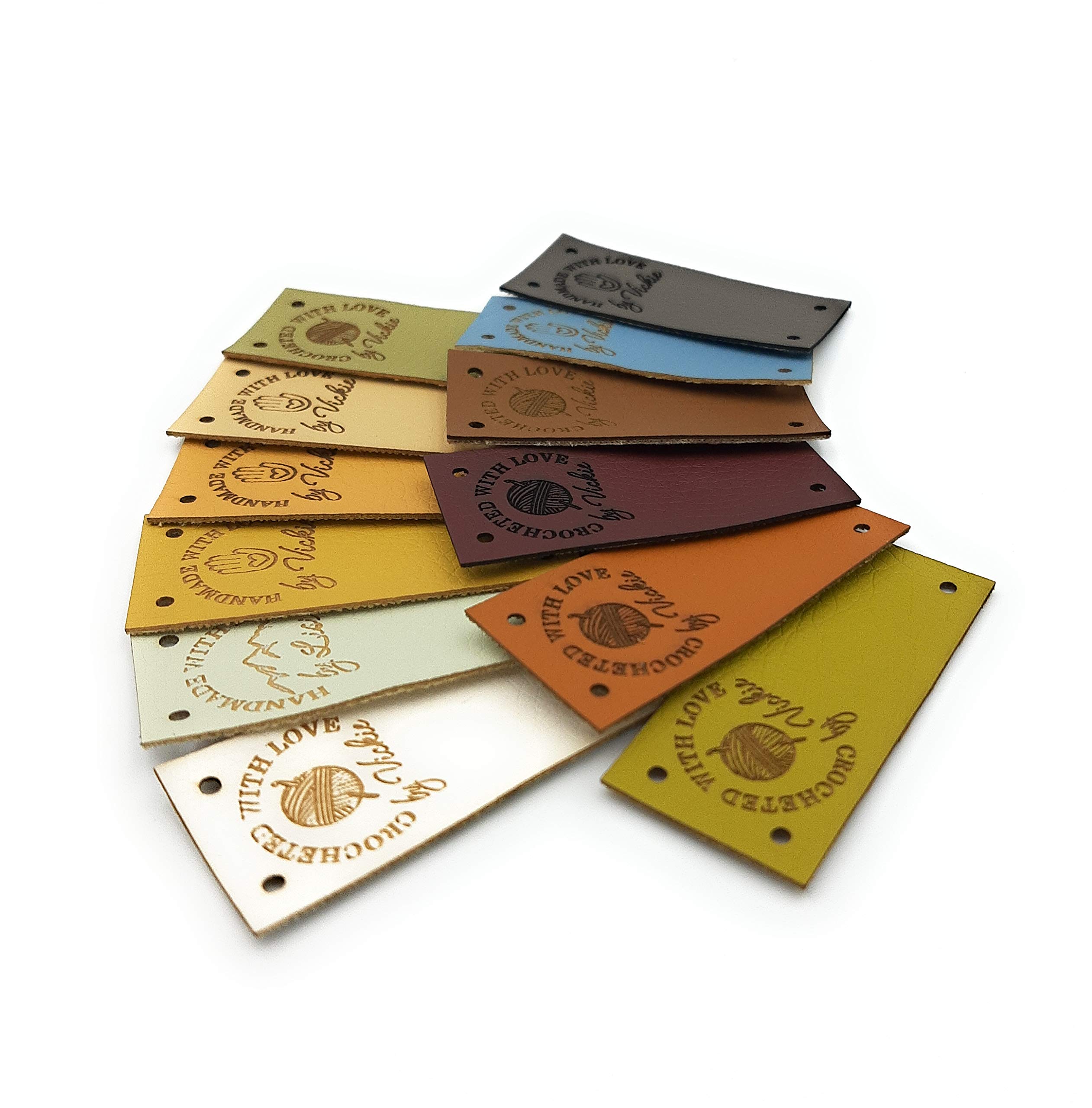 Lederetiketten, Vegan Leather Labels, Kunstleder Etiketten zum Einnähen, Personalisierte Etiketten, Logo Etiketten, Branding Labels, 25 St.