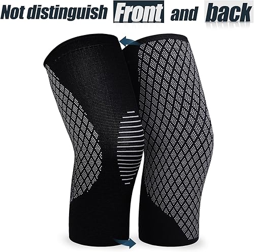 Miniatura 7 de KUBAO Paquete de 2 rodilleras para dolor de rodilla, manga de compresión de rodilla para hombres y mujeres, soporte de rodilla para desgarro de