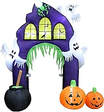 9 Foot Tall Halloween Inflatable Castle Archway with Pumpkins and Ghosts LED Lights Decor Outdoor Indoor Holiday Decorations, Blow up Lighted Yard Decor, Lawn Inflatables Home Family Outside - coolthings.us
