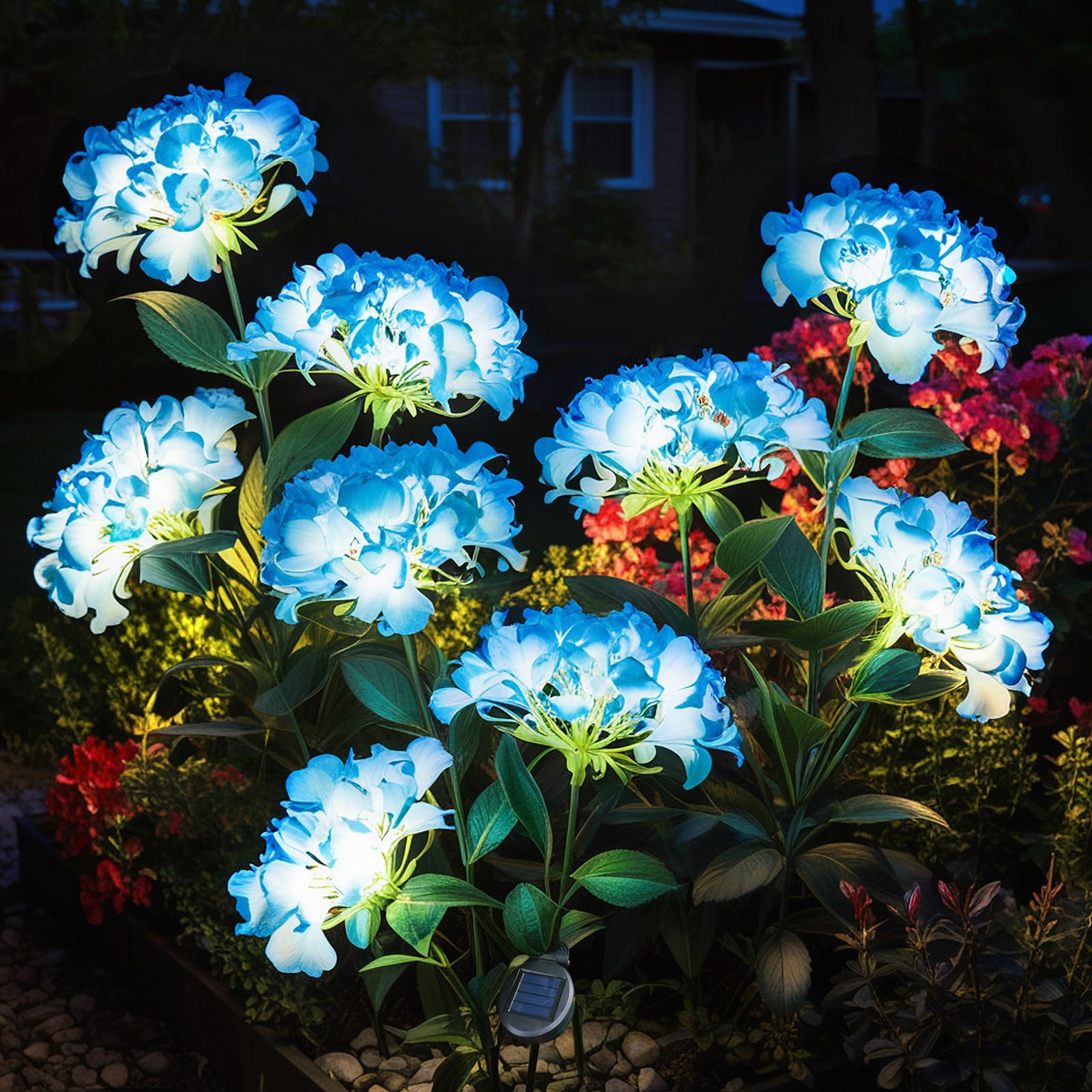 Garden Lights Solar Path Light, LED Solar Powered Outdoor Light Decor for Path Yard Walkway Patio Balcony Lawn, Hydrangea Artificial Flower (Blue, 2)-image-37