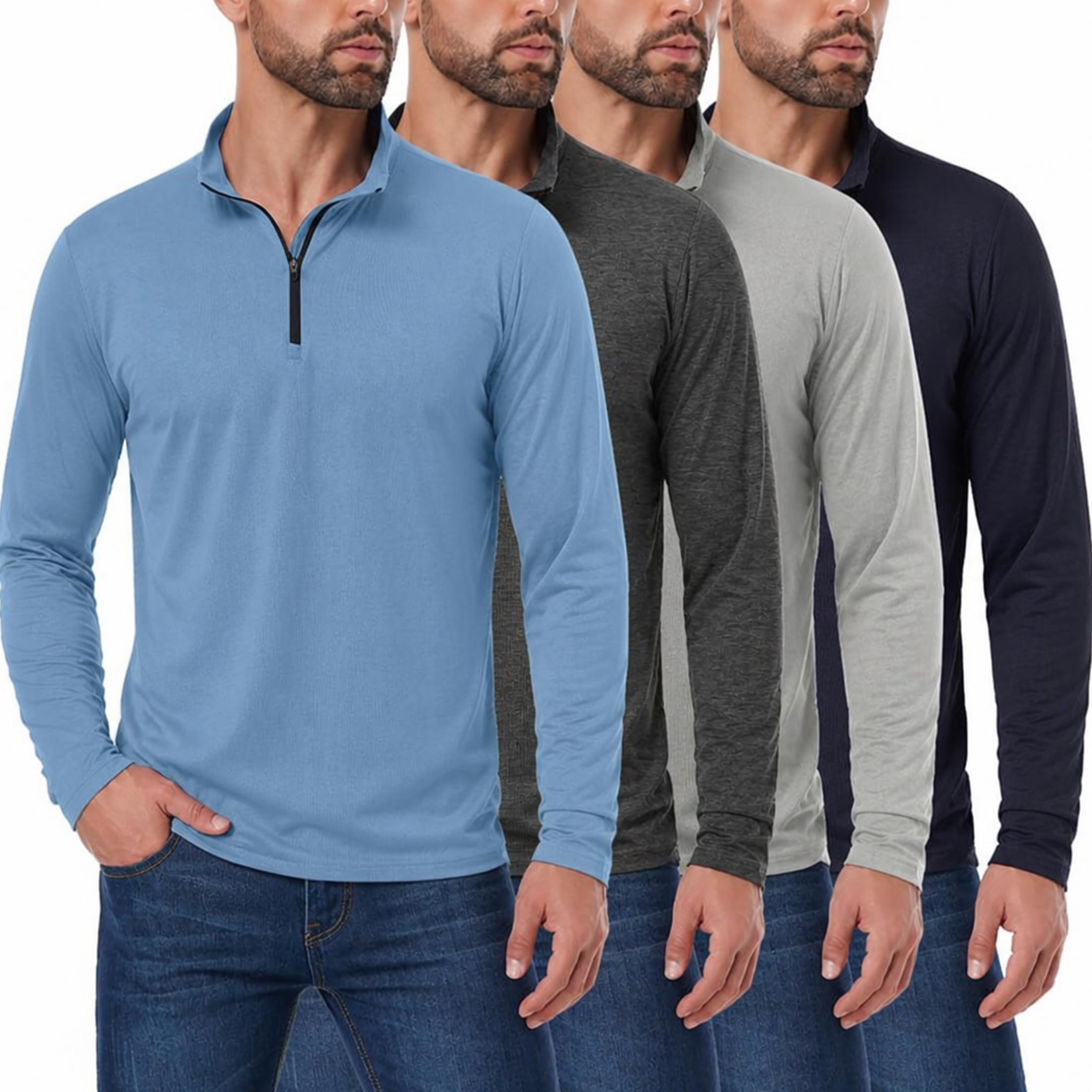 OYGSieg 4 Pack Men's Quarter Zip Pullover