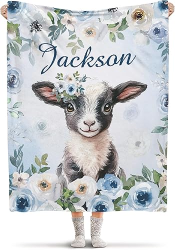 Miniatura 9 de Manta floral de cabras, regalos para niños y niñas, manta de animales de granja, regalos para adolescentes, decoración verde con flores, lindas