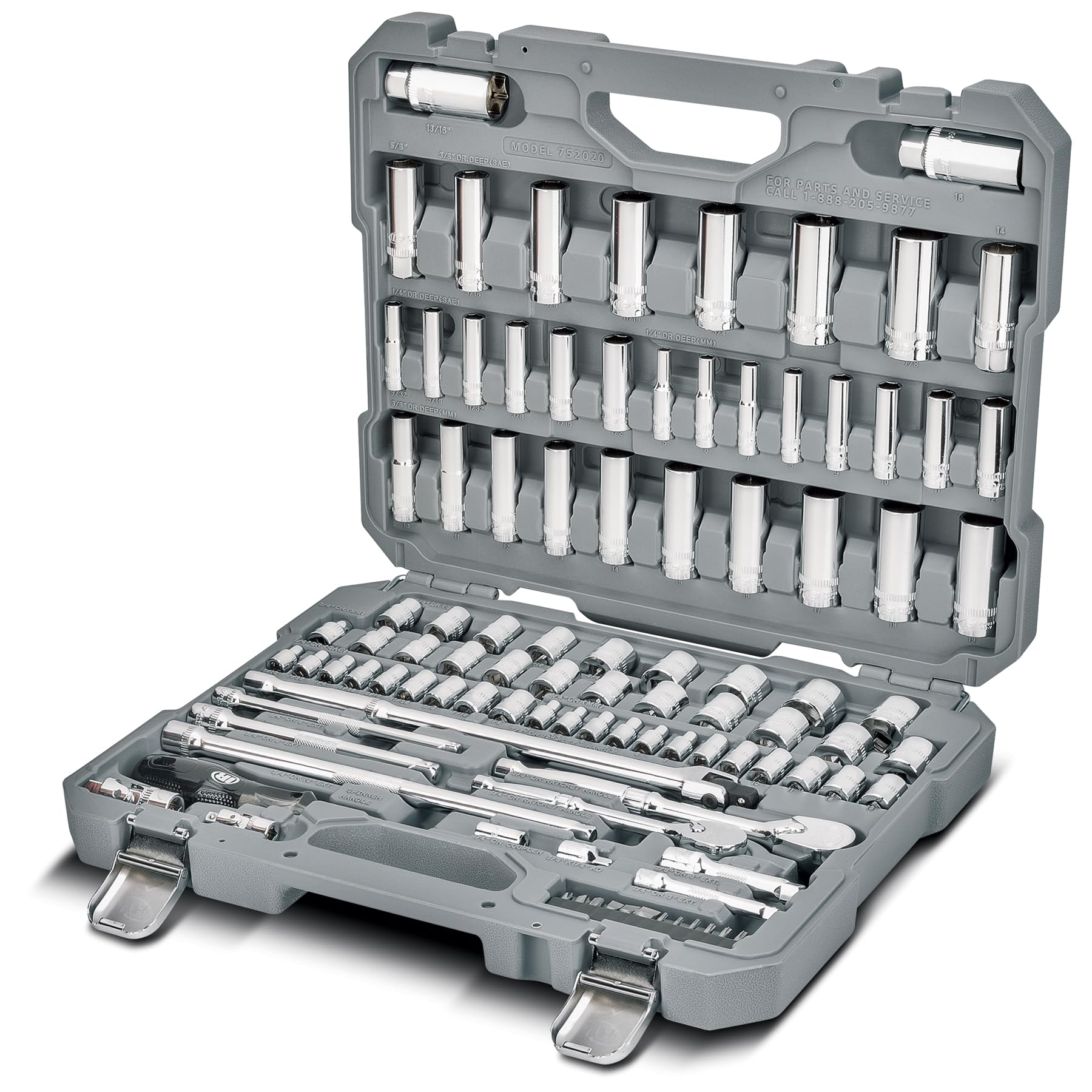 Ingersoll Rand 101 Piece SAE/Metric Master Mechanics Tool Set, Includes 1/4" & 3/8" Drive, 76 Sockets, 72-Tooth Seal-Head Ratchets, Tools &