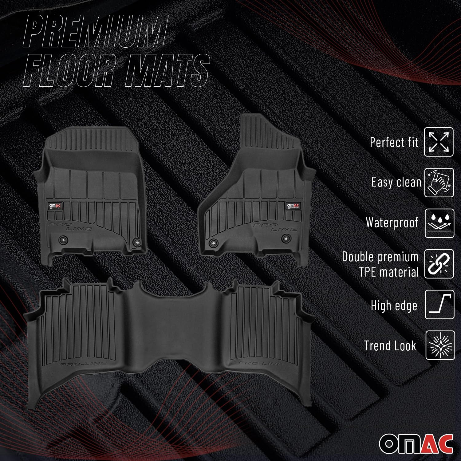 OMAC Premium Floor Mats for RAM 1500 2500 3500 Crew Cab 2012-2024 Heavy Duty — view 2