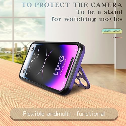 Miniatura 3 de Asuwish Funda de teléfono para iPhone 15 Pro de 6.1 pulgadas con protector de pantalla de vidrio templado Magsafe y soporte delgado, funda rígida