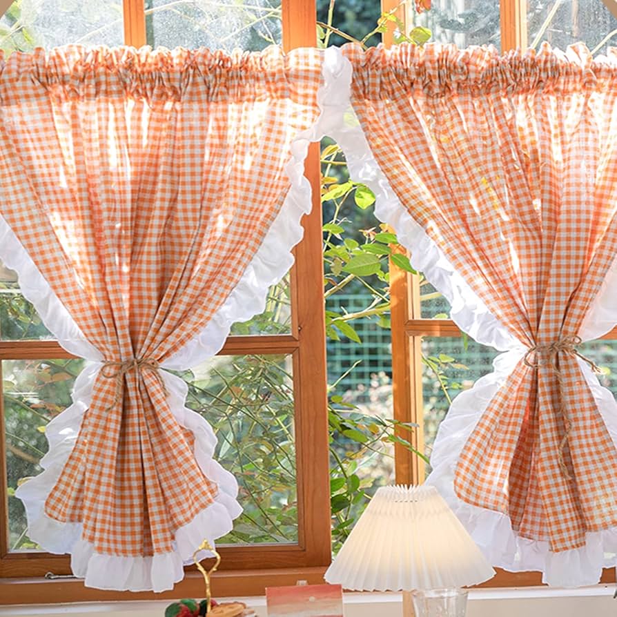 Amazon｜カフェカーテン ショートカーテン カントリー風 小窓用