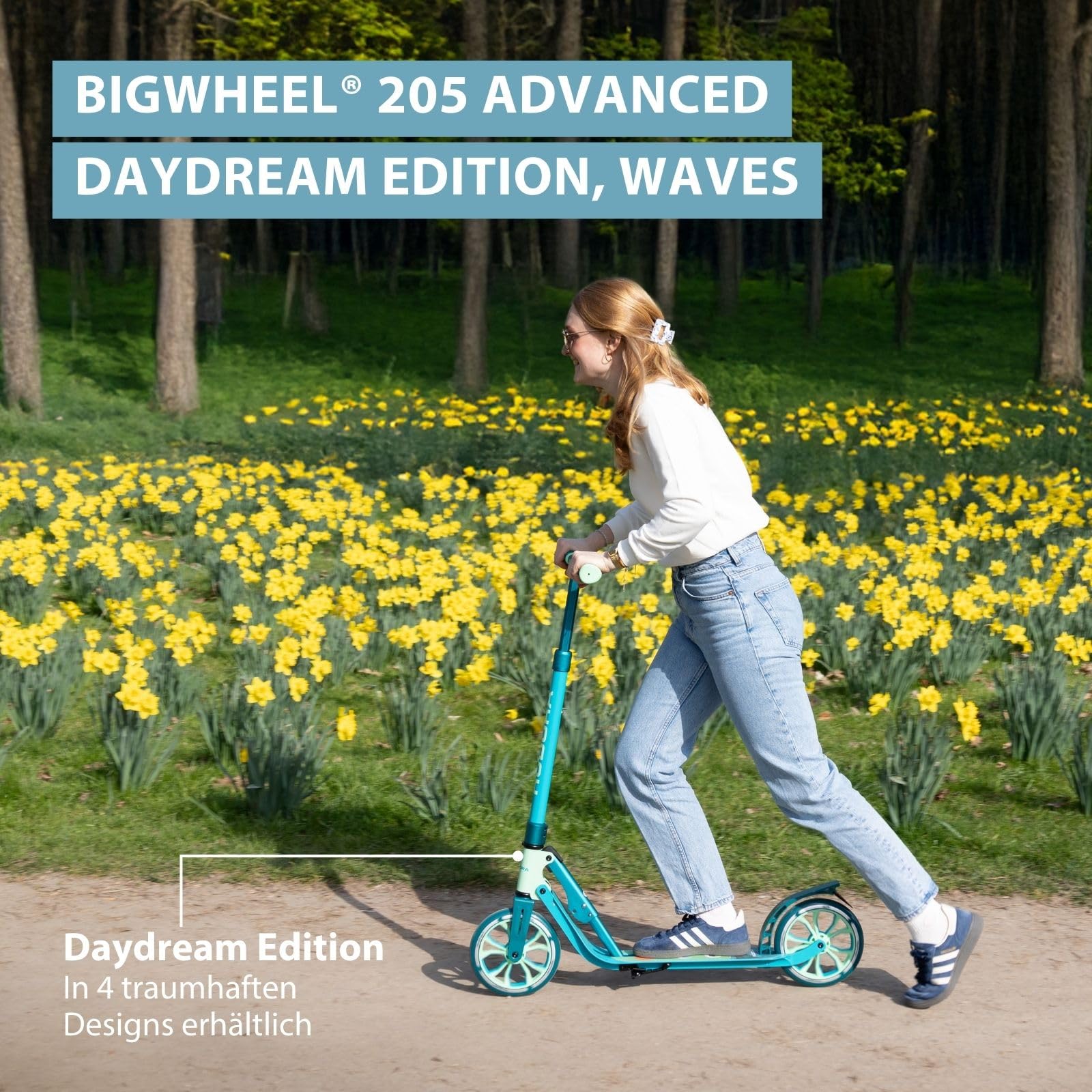 HUDORA BigWheel 205 Advanced Scooter - Daydream-Edition - für bis zu 100kg - Höhenverstellbarer & zusammenklappbarer Tretroller - Kick-Scooter für Kinder/Jugendliche & Erwachsene