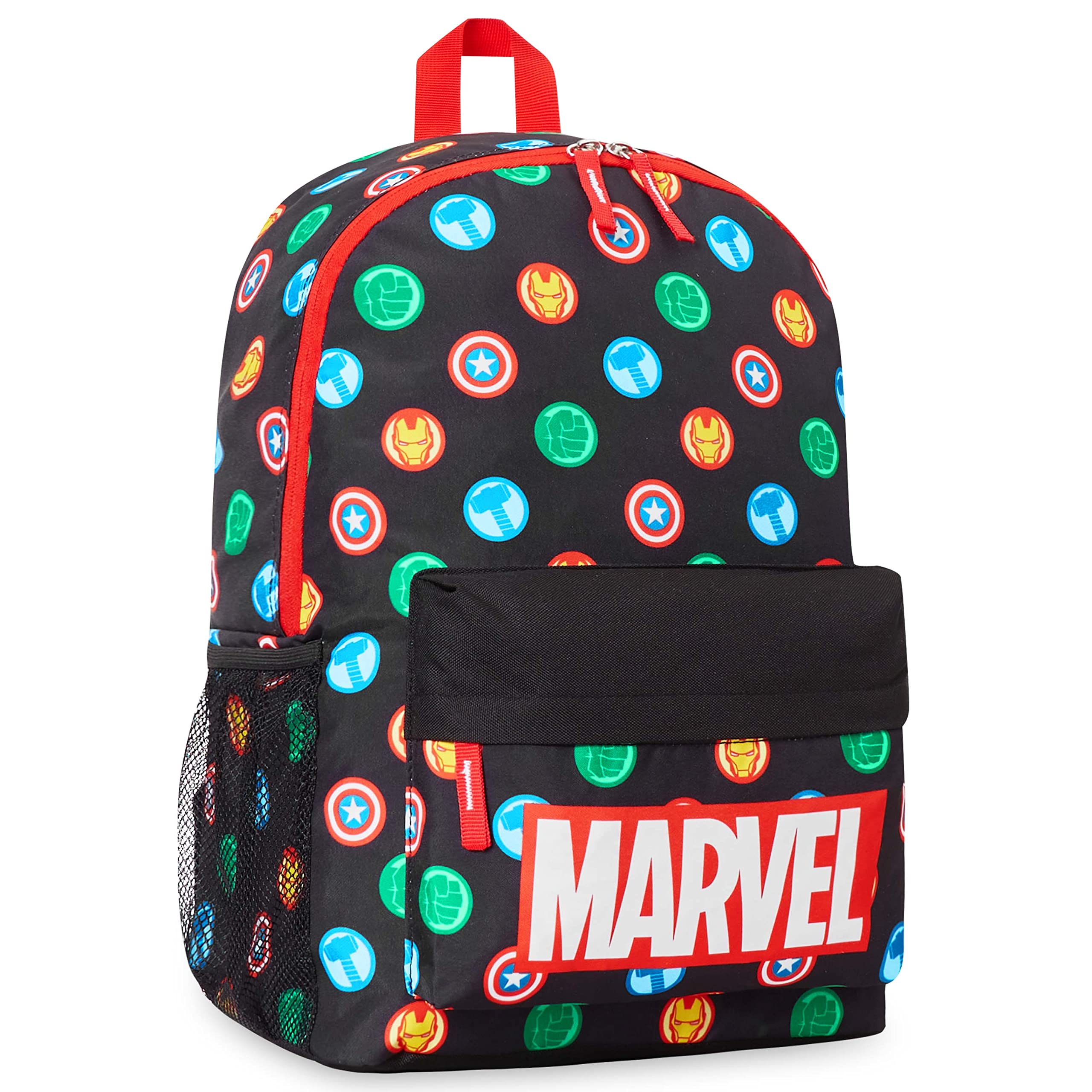 Marvel Avengers Backpack for Kids Teens Bookbag with Double Straps Daypack Backpacks for School Travel Sports Gifts for Boys (Black Aop)