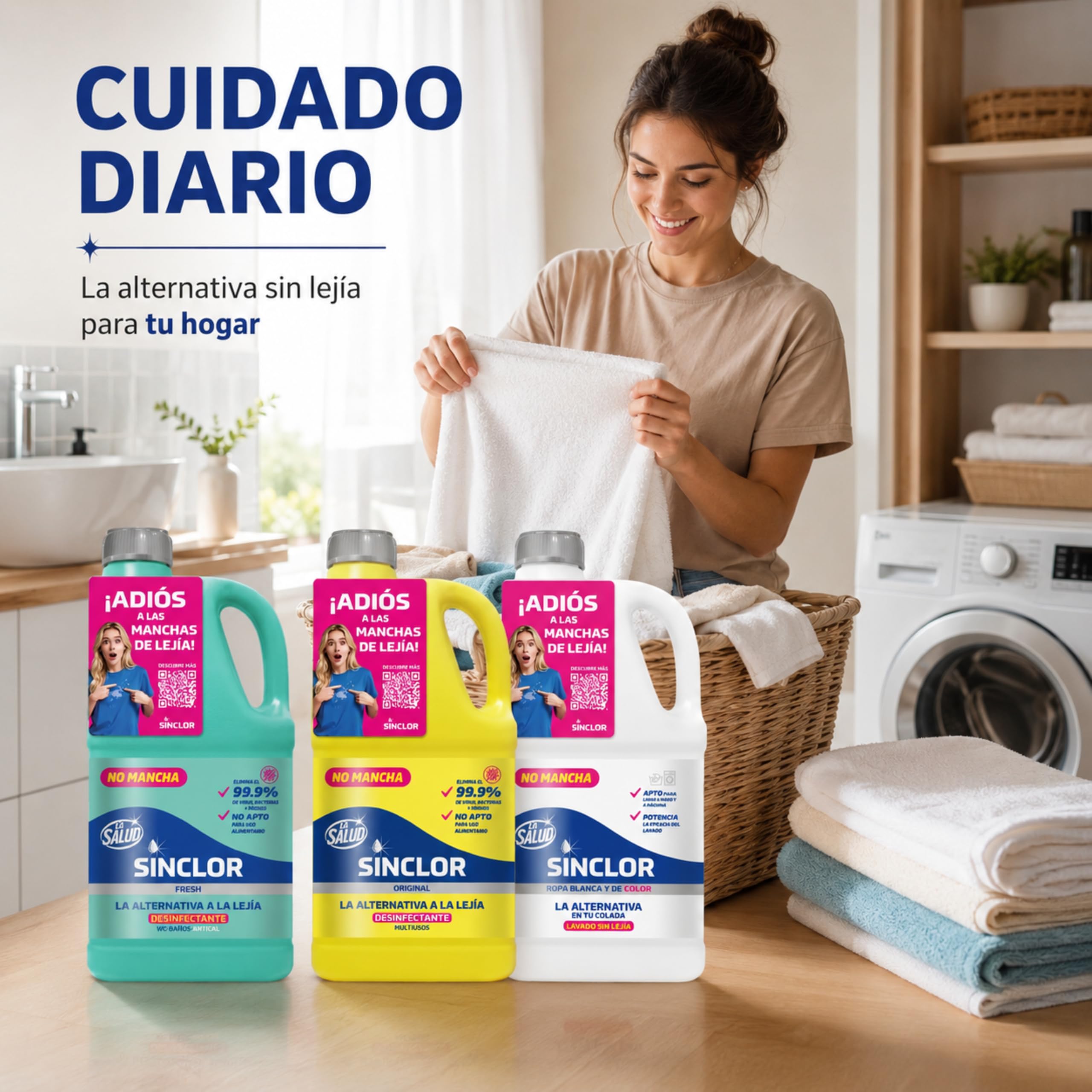 La Salud Sinclor Fresh 8L | Reiniger ohne Bleiche für WC, Bad und Kalkentferner | Alternative zu Bleiche | Fleckenfrei | 4 Einheiten