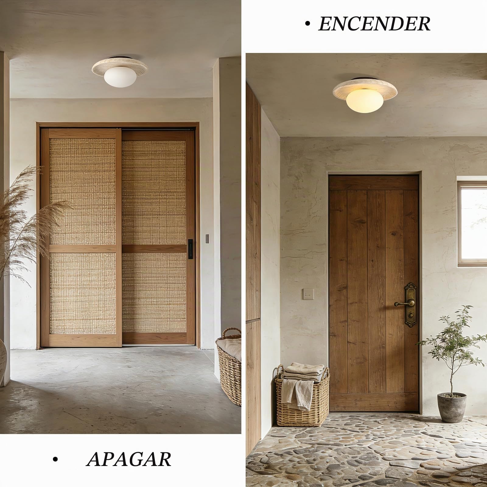 7W25cm Lámpara de techo de mármol y piedra natural amarilla estilo japonés Wabi-sabi de lámpara de techo redonda de madera y travertino natural iluminación de techo pasillo cocina balcón baño