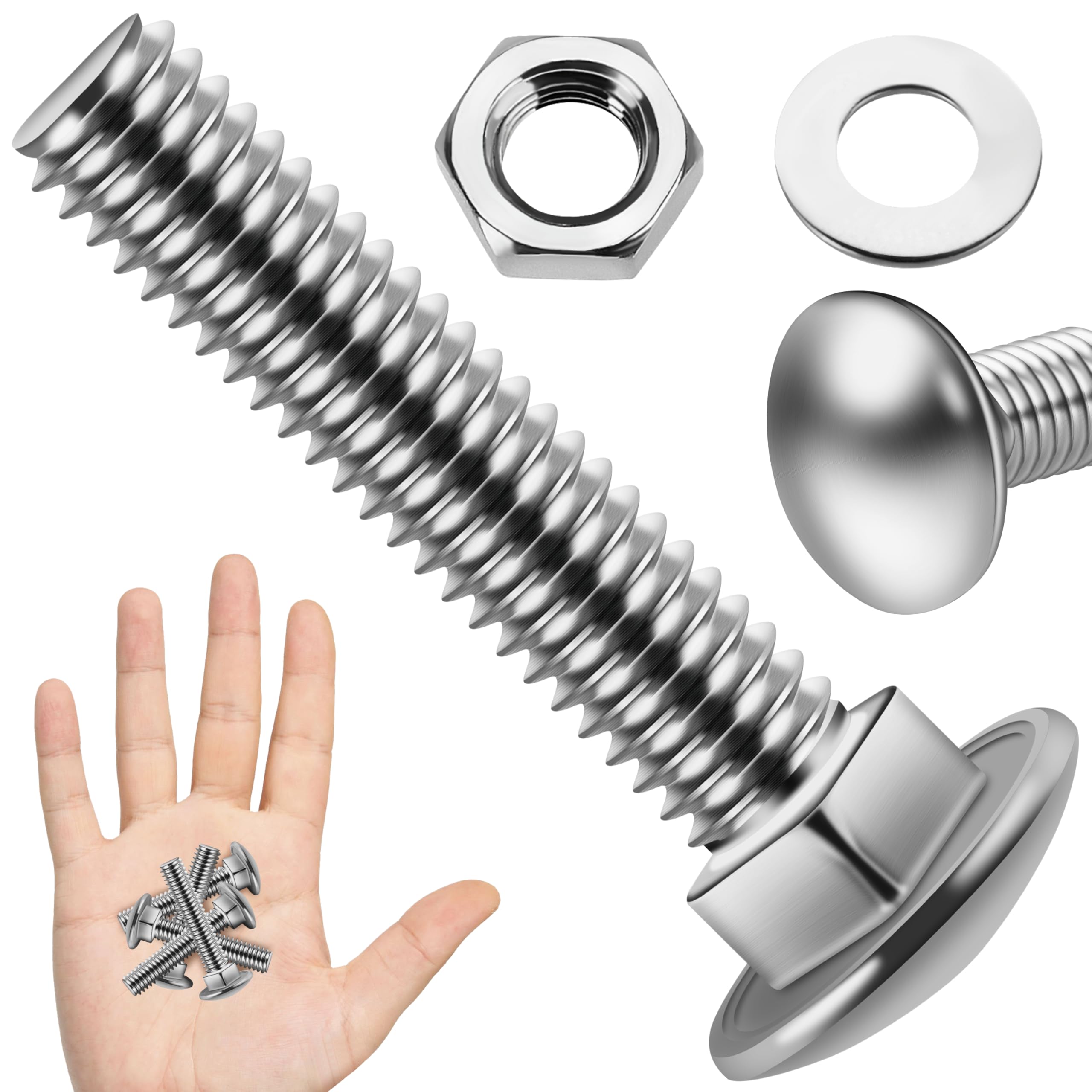 Stainless Steel Carriage Bolts - 20 Sets 1/4-20 -1