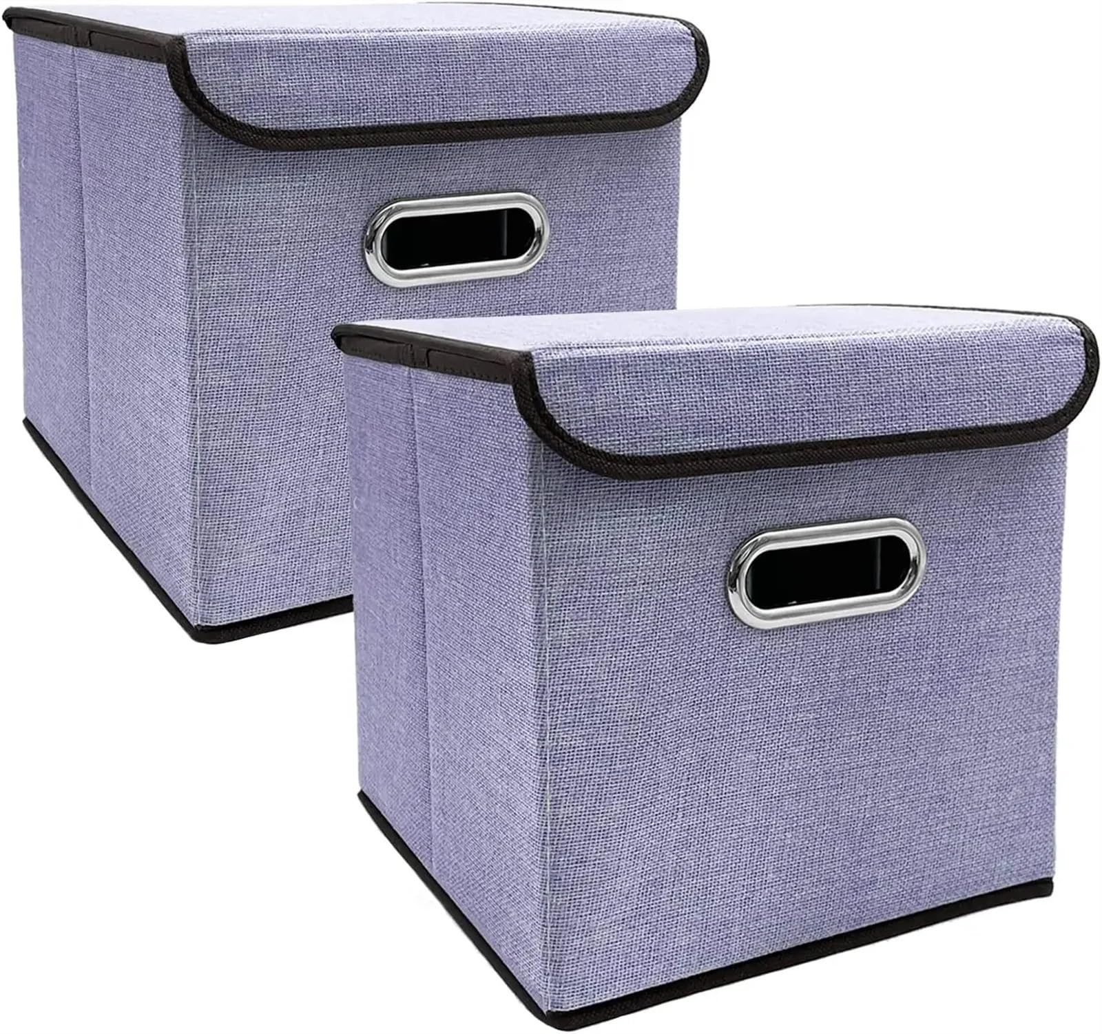 MFESFCS Collapsible Storage Box 2pcs Collapsible Storage Bins With Lid 25 * 25cm Linen Fabric Storage Baskets Washable Decorative Basket Storage Baskets(Purple)
