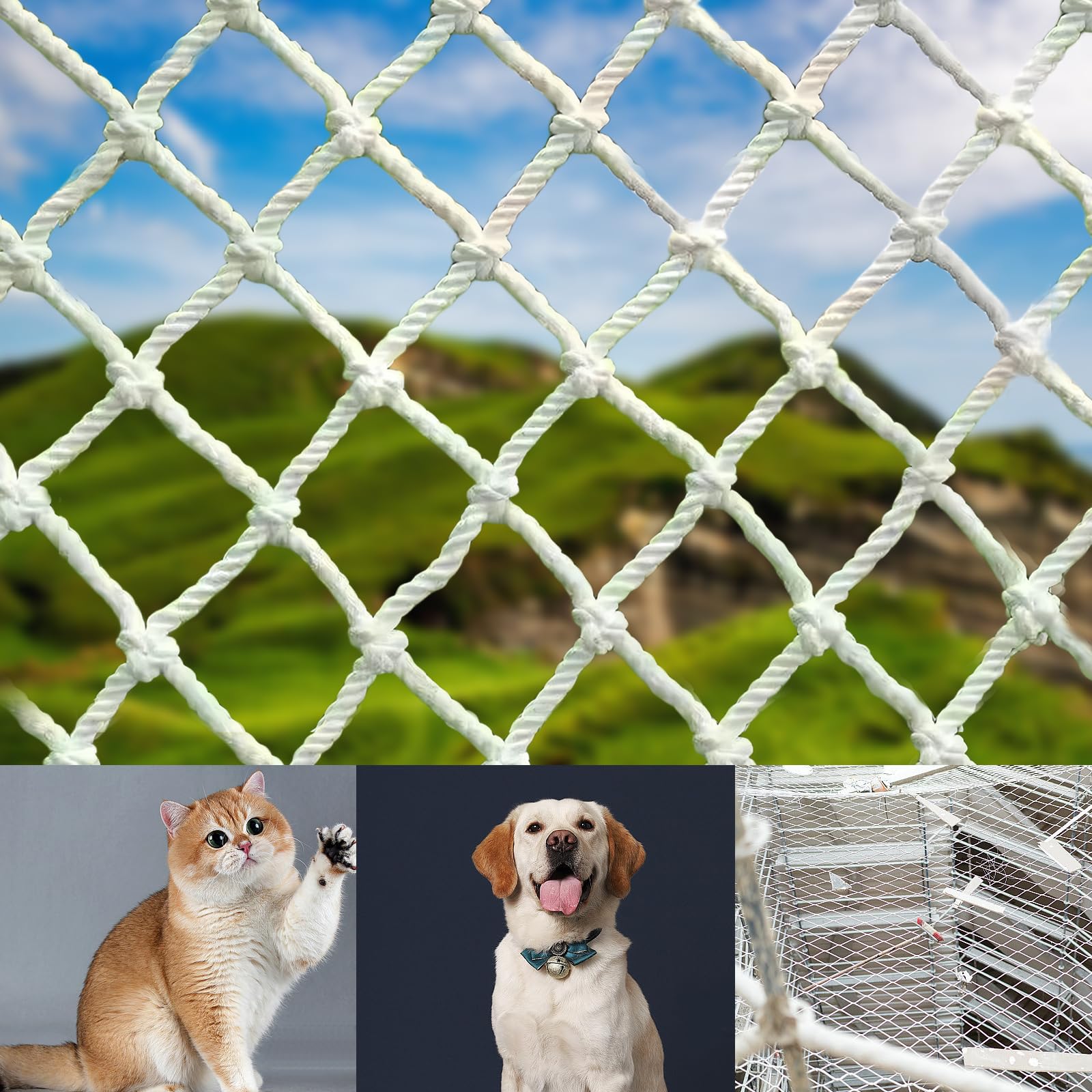 Red para Gatos, Nylon Red Gatos, Red Gatos Ventanas 1.5 M X 6 M, Red Gatos, 5 cm De Ancho de Malla, Red para Gatos Terraza, para Balcones, Barandillas de Escaleras y Puertas