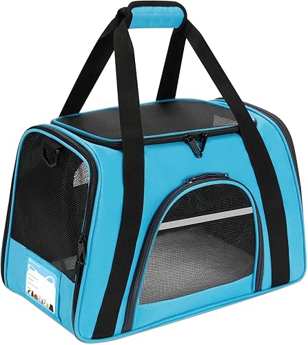 Pnimaund - Transportador de mascotas aprobado por aerolíneas, transportador para gatos de lados suaves, con cremalleras bloqueables y etiqueta de